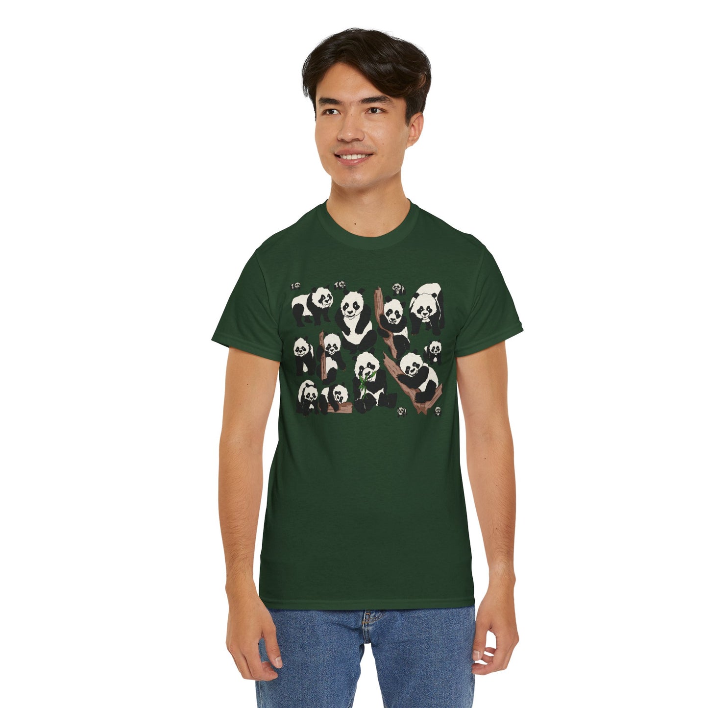 Cute Panda Design Unisex Heavy Cotton Tee | Animal Lover Gift, Casual Wear, Eco-Friendly Apparel, Nature Enthusiast Clothing