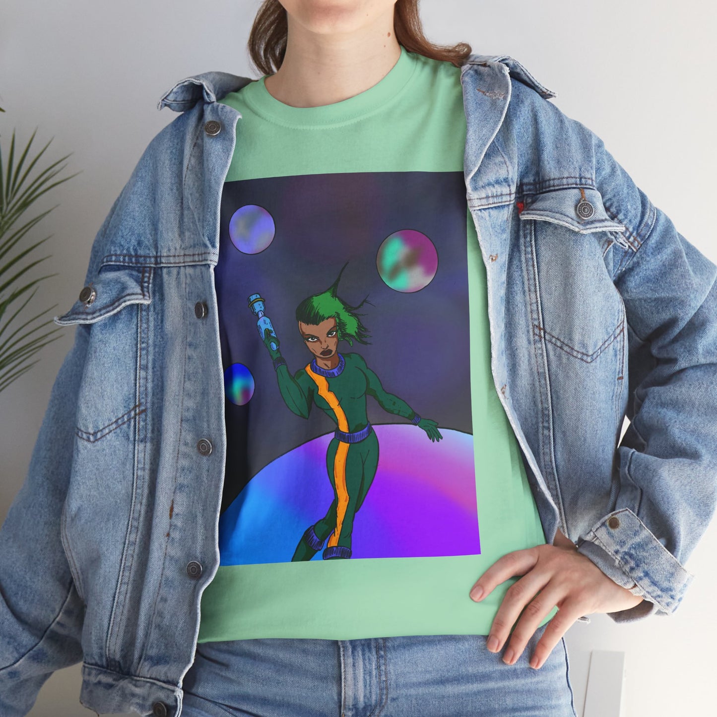 Cosmic Hero Vibe Tee - Unisex Heavy Cotton Tee, Space Art Shirt, Retro Sci-Fi T-Shirt, Gift for Space Lovers, Unique Graphic Tee