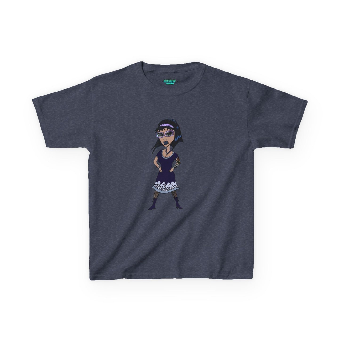 Kids Tee — Vintage Gothic Girl Cartoon Graphic Tee for Children