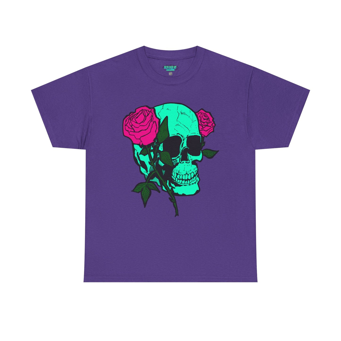 Edgy Skull & Roses Unisex Heavy Cotton Tee - Graphic T-Shirt for Alternative Fashion Lovers