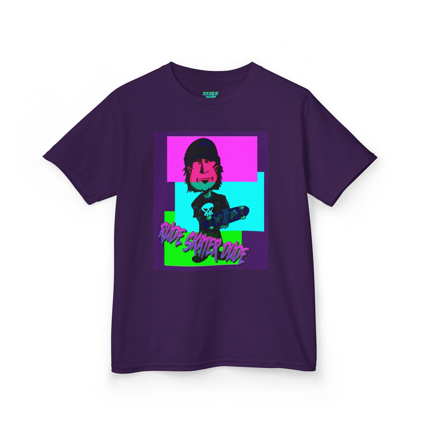 Kids Tee — Retro Neon Rude Skater Dude Kid Graphic T-Shirt