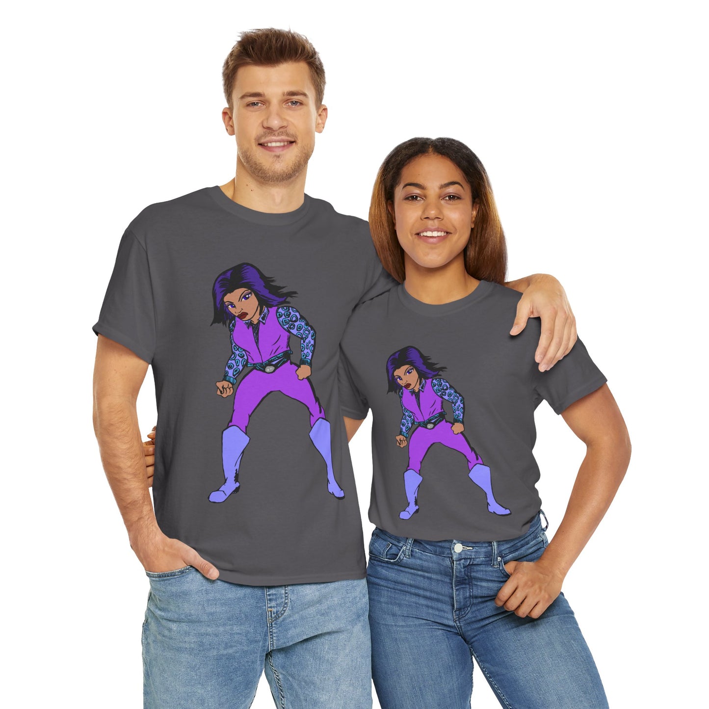 Retro Cartoon Hero Woman Character Unisex Heavy Cotton Tee, Vintage Graphic Tee, Fun T-Shirt, Gift for Fans, Casual Wear, Everyday Tee
