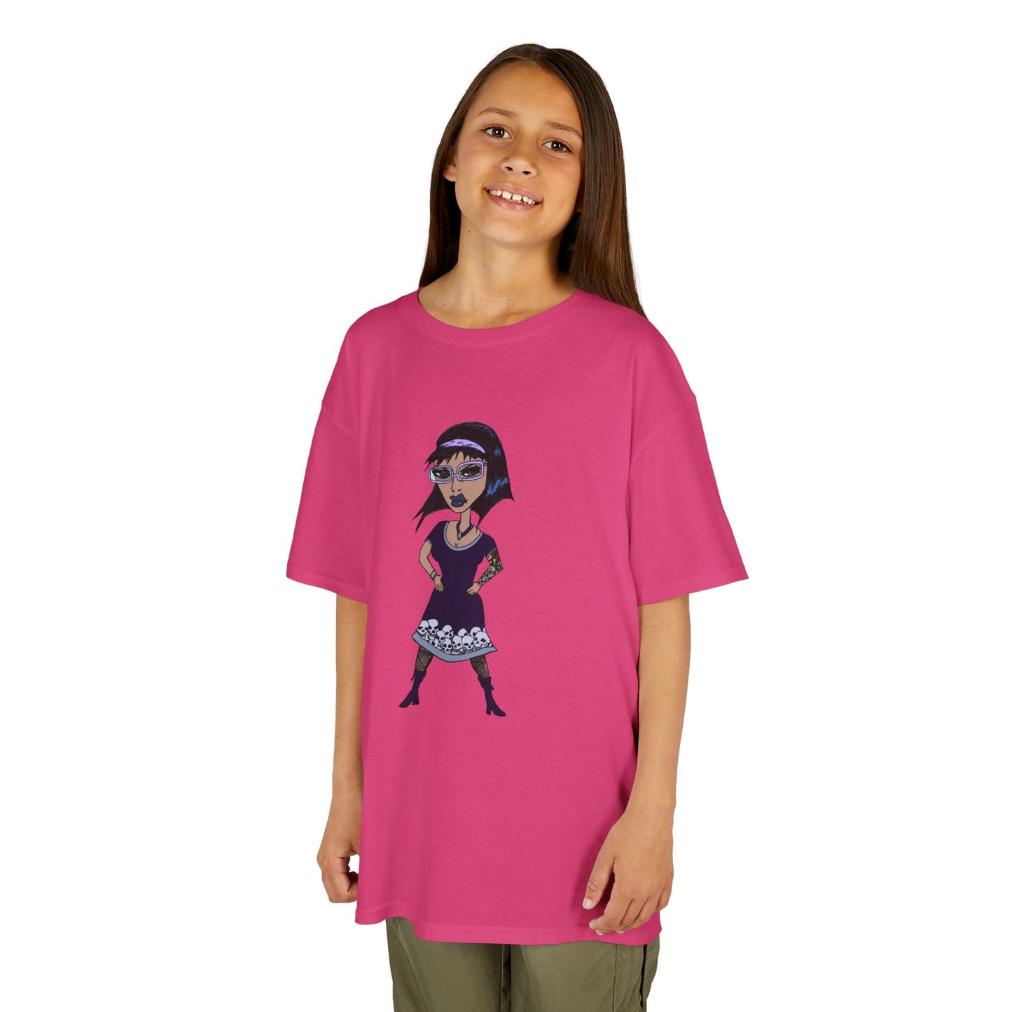 Kids Tee — Vintage Gothic Girl Cartoon Graphic Tee for Children
