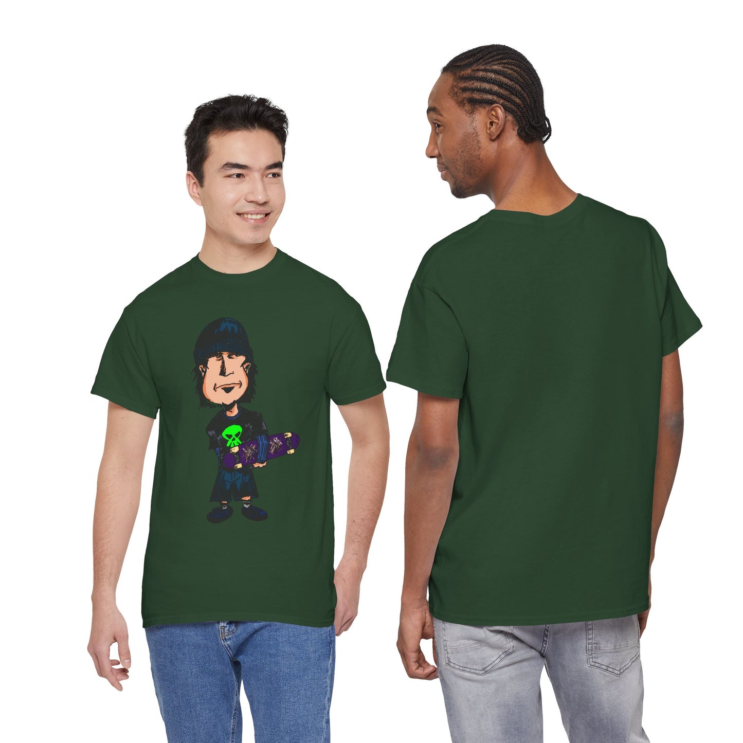 Rude Skater Dude - Skate Punk Cartoon Tee – Boy with Skateboard Graphic Shirt