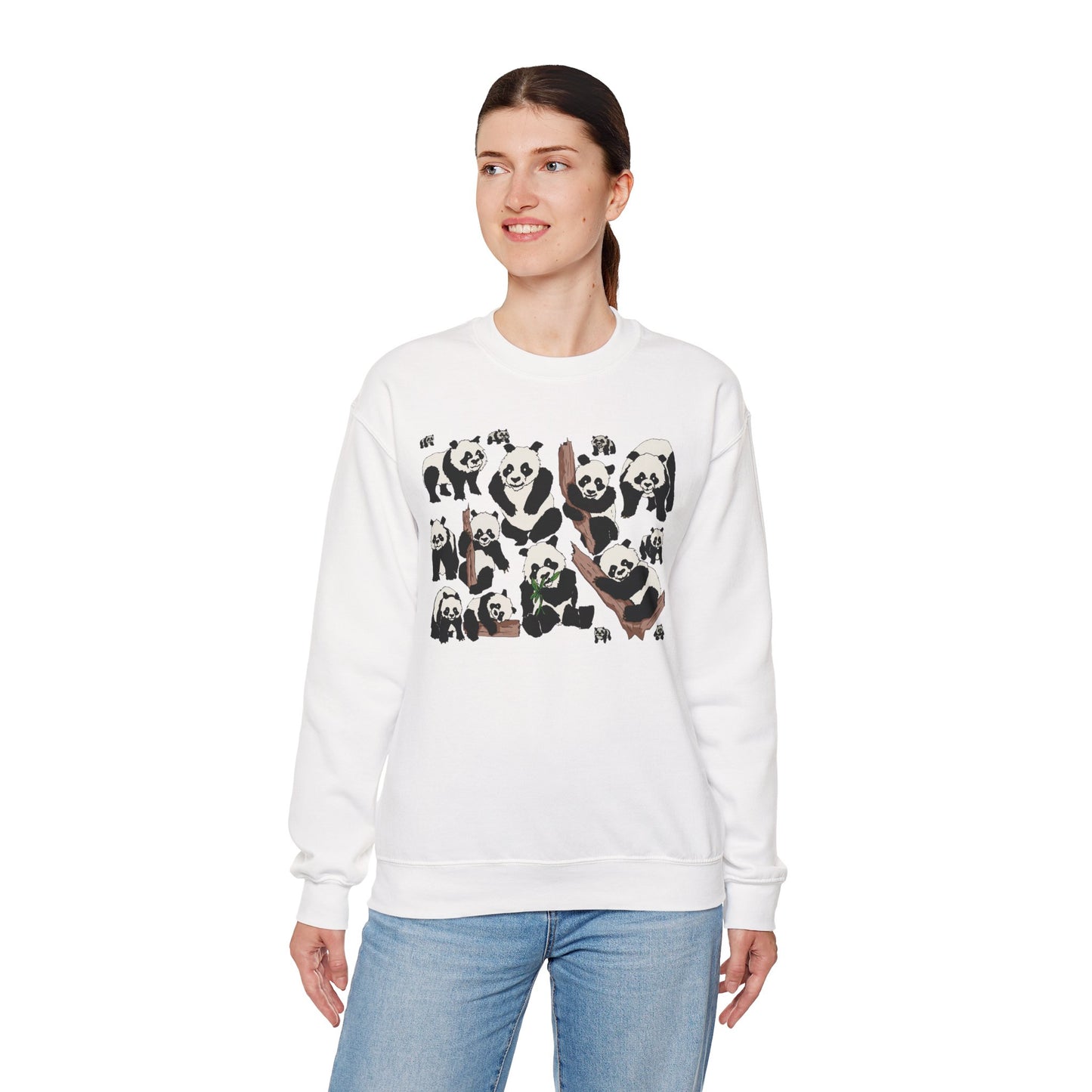 Cozy Panda Crewneck Sweatshirt - Soft Unisex Heavy Blend