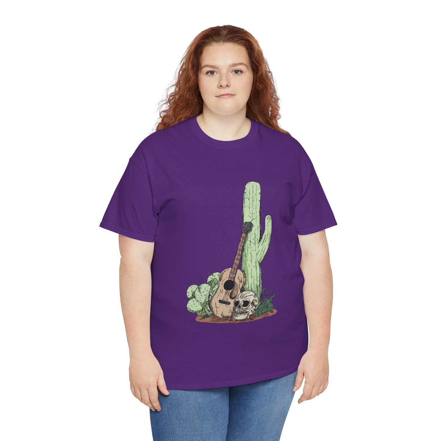 Desert Vibe Graphic Tee - Unisex Heavy Cotton Shirt, Boho Cactus Shirt, Guitar Lover's Gift, Summer Top, Music T-Shirt