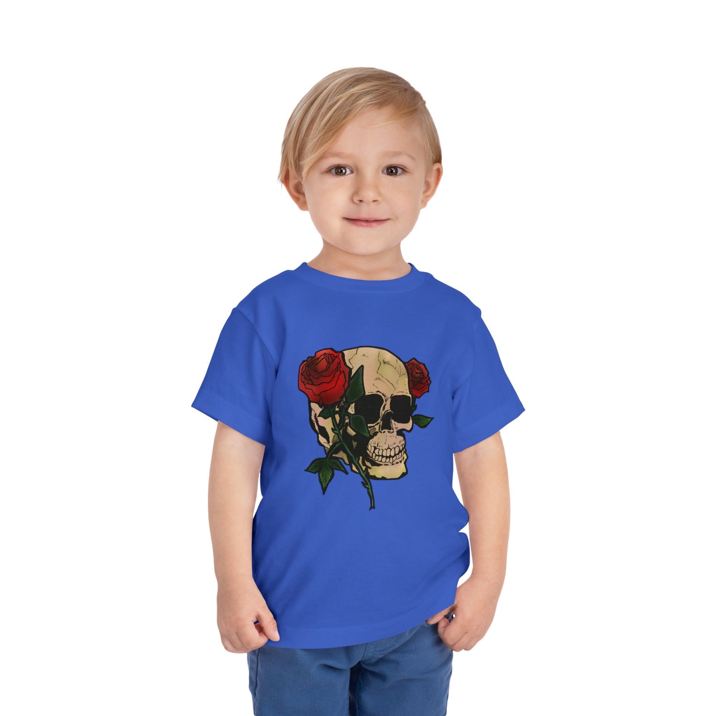 Toddler Tee — Skull with Red Roses Graphic