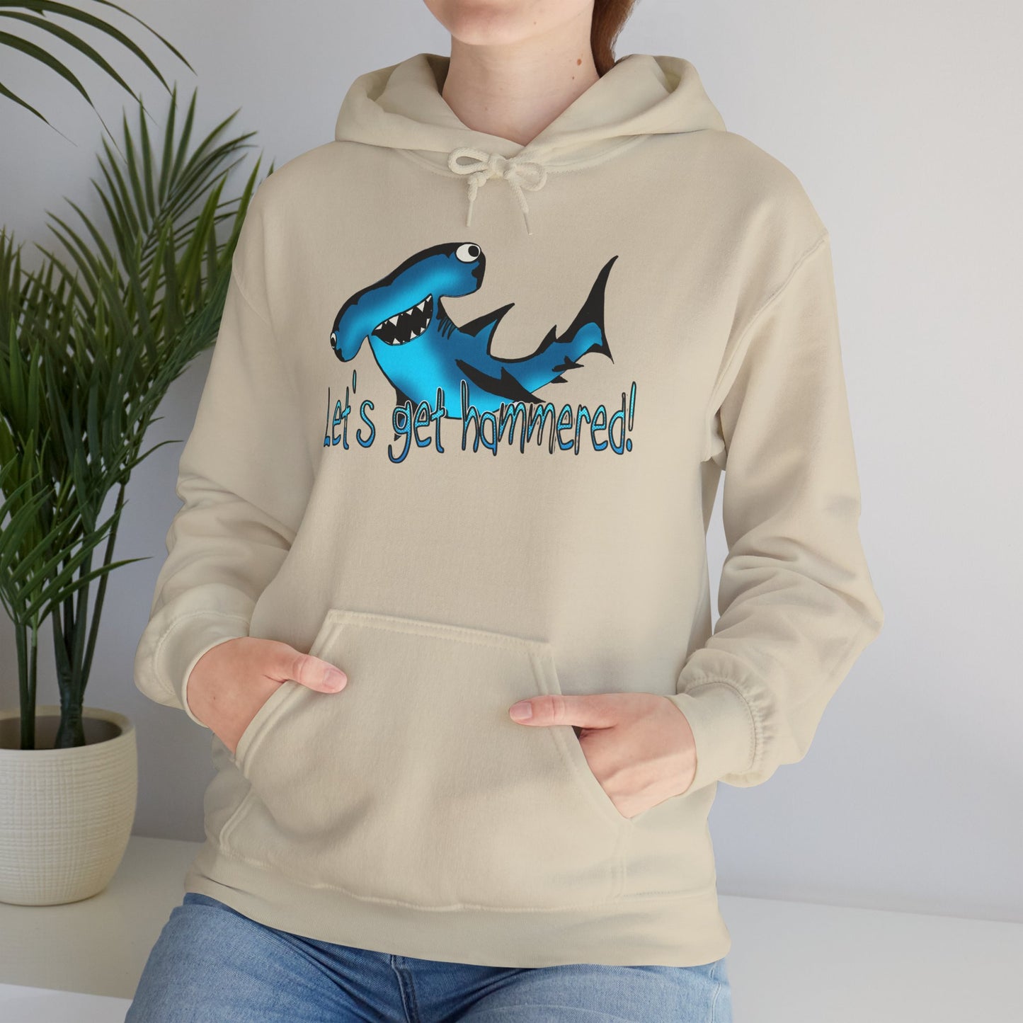 Let's Get Hammered Shark-Themed Unisex Hoodie: Let's Get Fin-tastic, Casual Wear, Gift for Ocean Lovers, Beach Party, Summer Fun