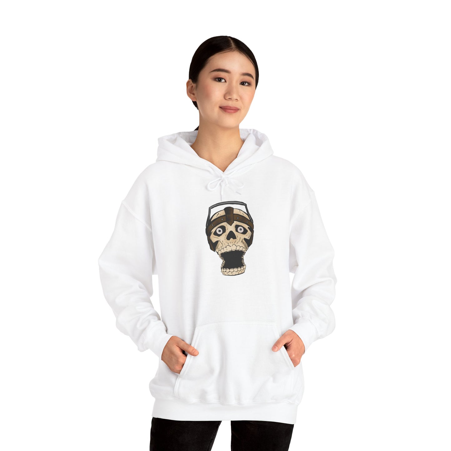 Screaming Skull Graphic Hoodie, Unisex Heavy Blend Sweatshirt, Cozy Casual Wear, Gift for Halloween, Unique October Fashion, Everyday Comfort