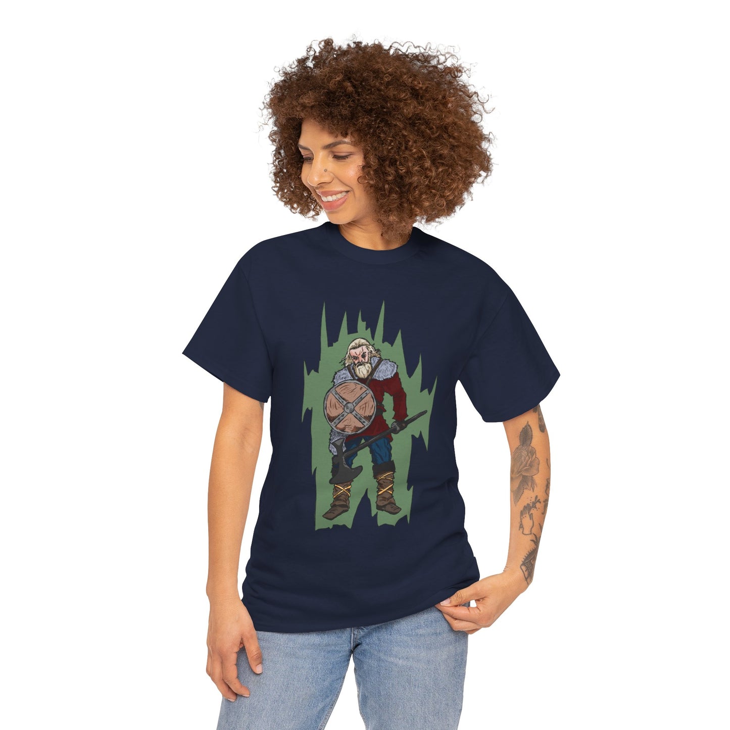 Epic Warrior Graphic Tee, Unisex Heavy Cotton Shirt, Casual Wear, Gamer Gift, Medieval Art Clothing, Battle Theme Fashion