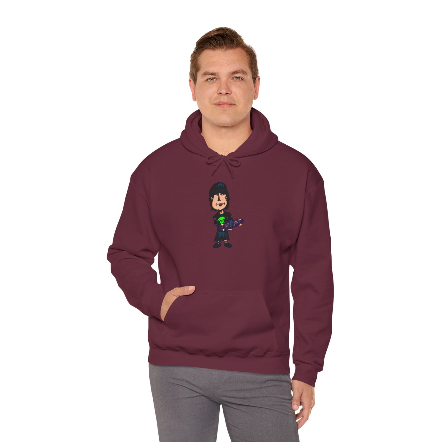 Rude Skater Dude Cartoon Hoodie – Skate Punk Sweatshirt