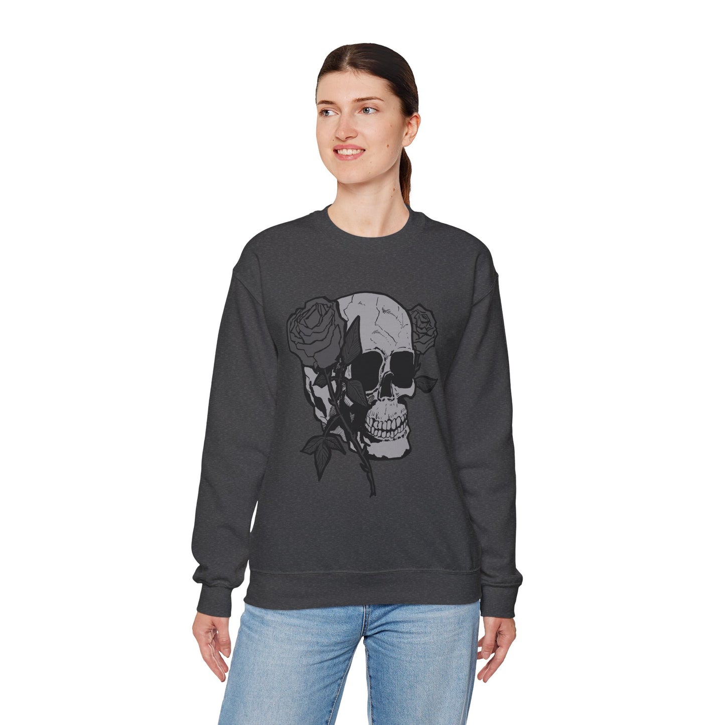 Skull and Roses Crewneck Sweatshirt - Unisex Heavy Blend™