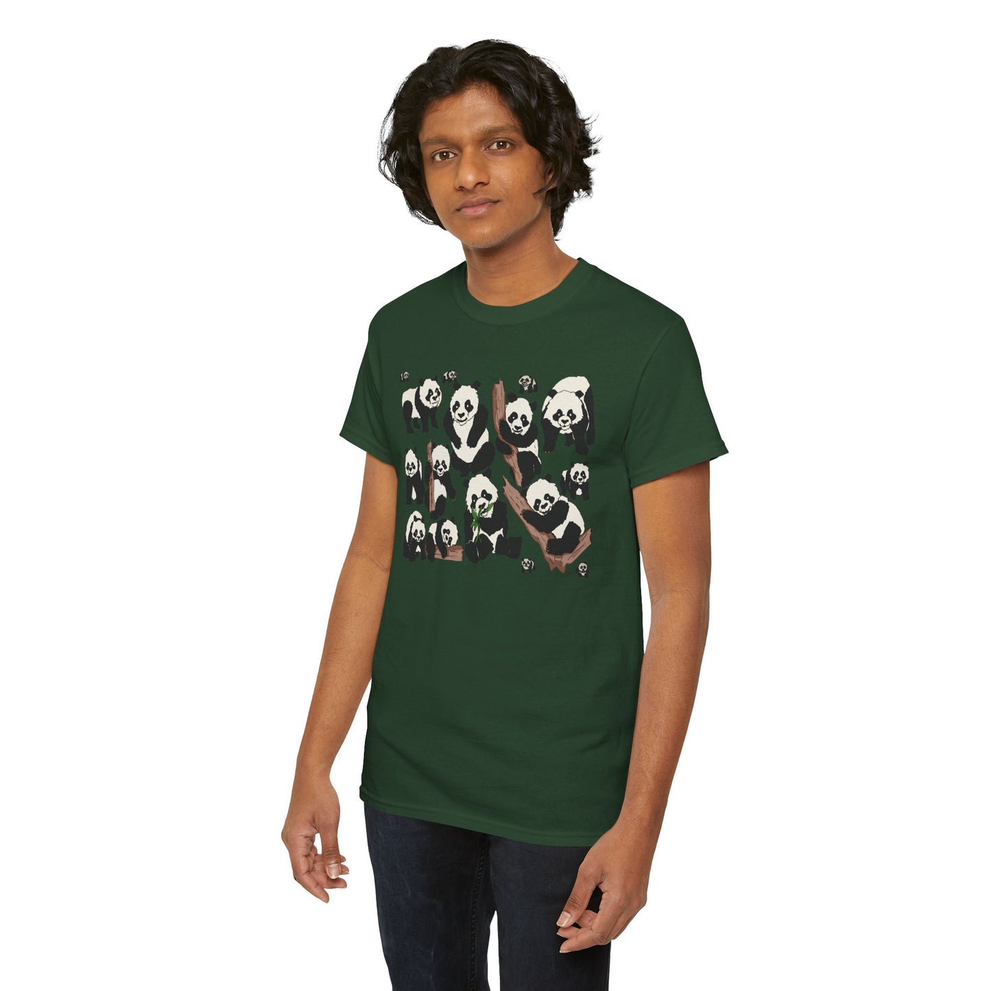 Cute Panda Design Unisex Heavy Cotton Tee | Animal Lover Gift, Casual Wear, Eco-Friendly Apparel, Nature Enthusiast Clothing
