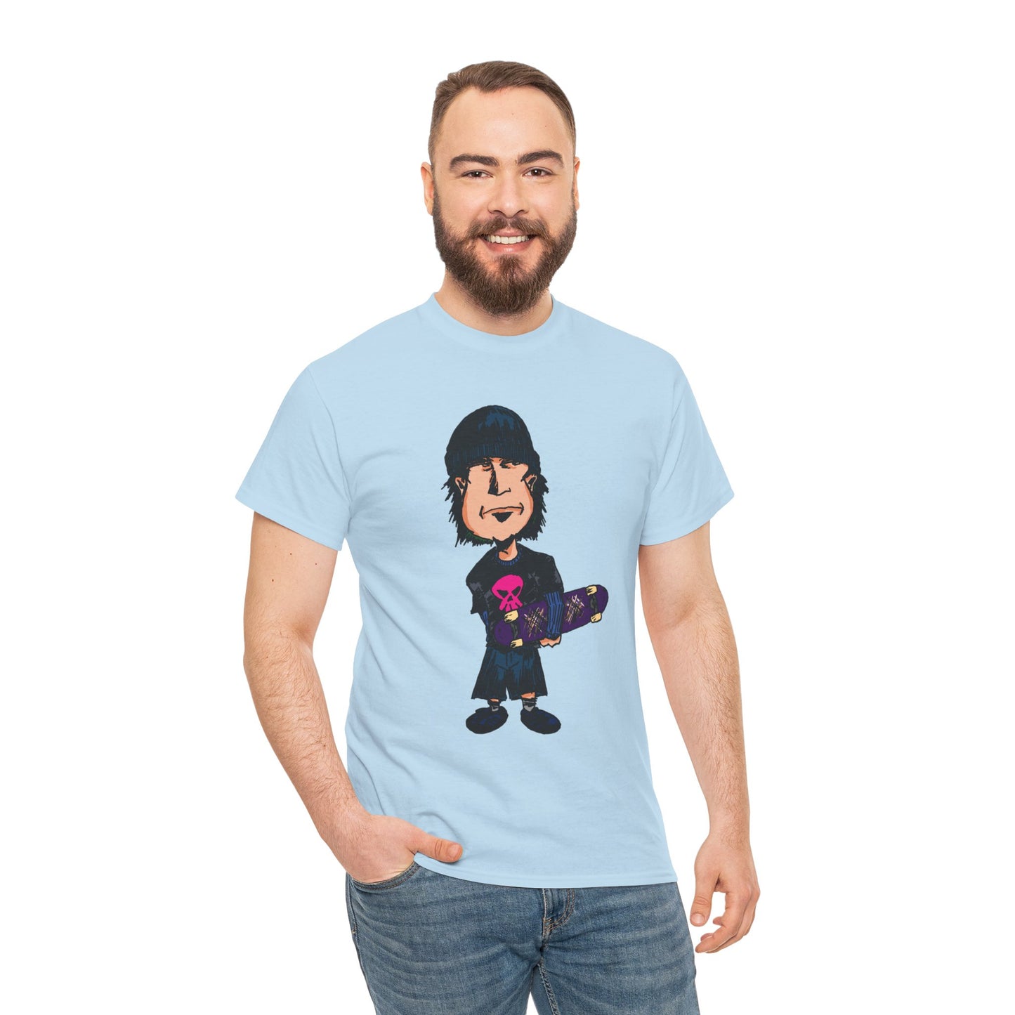 Rude Skater Dude - Skate Punk - Skater Kid Cartoon T‑Shirt — Cute Skateboarder Graphic Tee