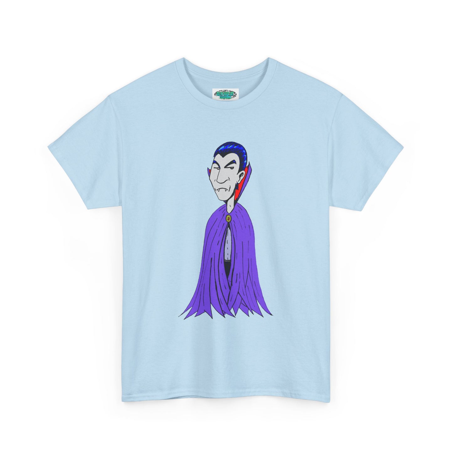 Vampire Cartoon Tee - Cute Purple Cloak Dracula Graphic T-Shirt