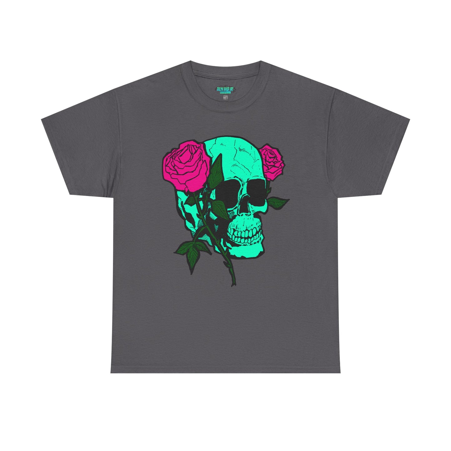 Edgy Skull & Roses Unisex Heavy Cotton Tee - Graphic T-Shirt for Alternative Fashion Lovers
