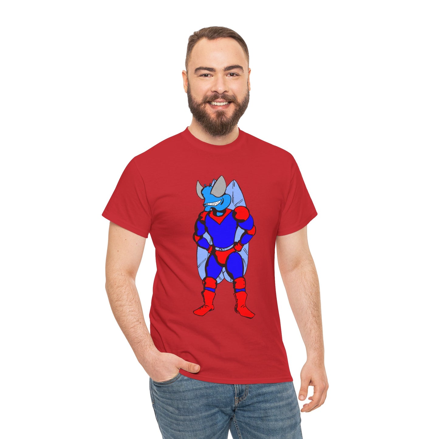 Astro-Fly Hero Graphic Tee - Blue & Red Superhero T-Shirt