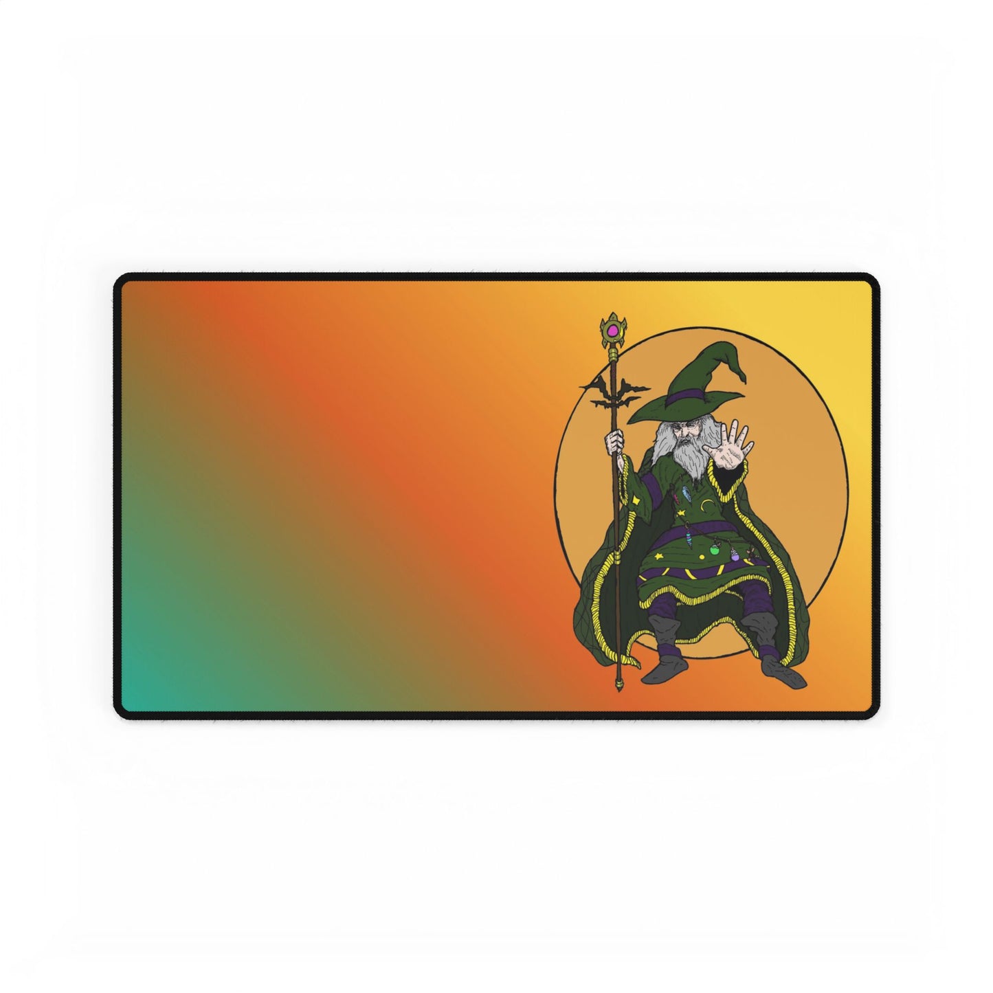 Wizard Illustration Desk Mat — Colorful Magic Mouse Pad for Gamers & Creatives