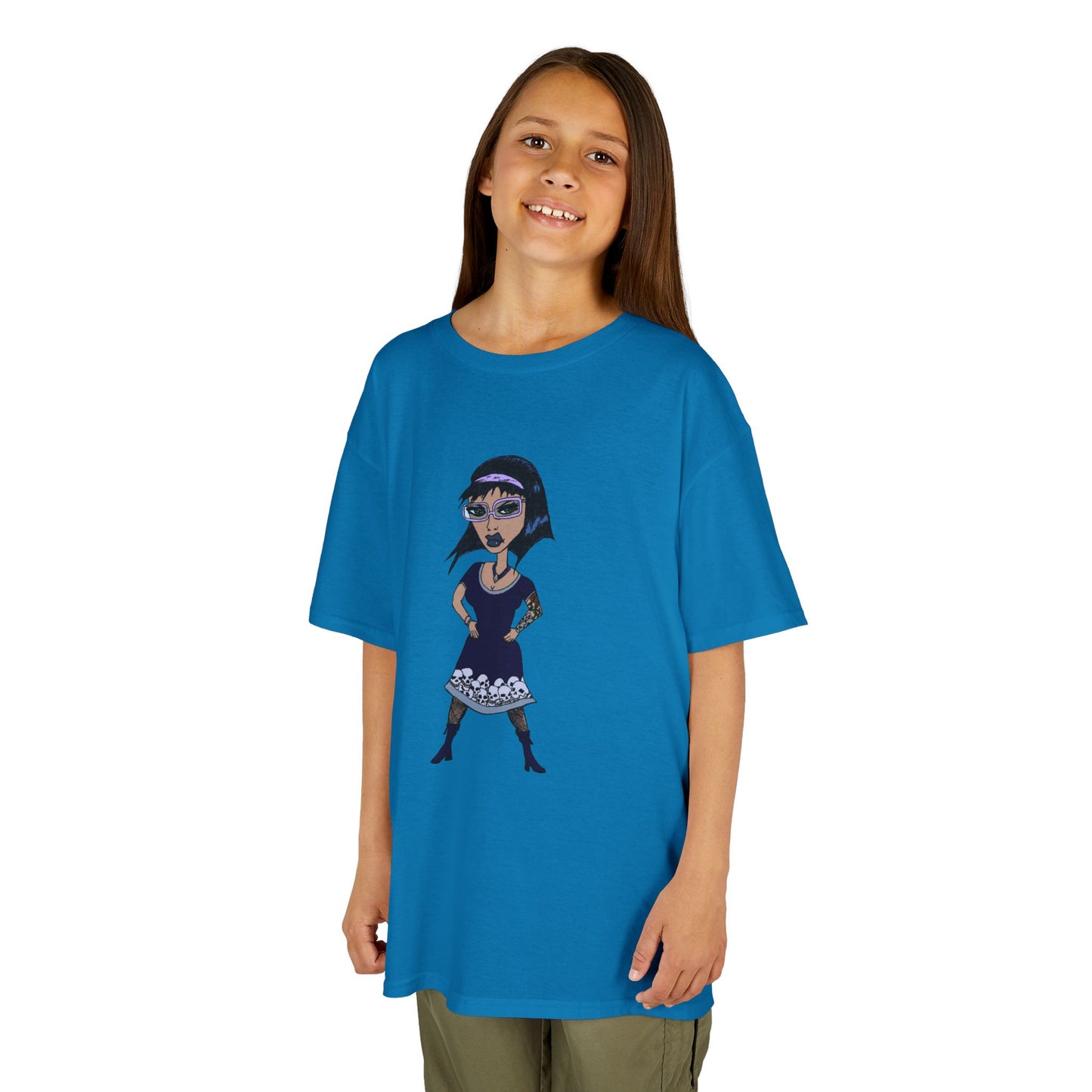 Kids Tee — Vintage Gothic Girl Cartoon Graphic Tee for Children