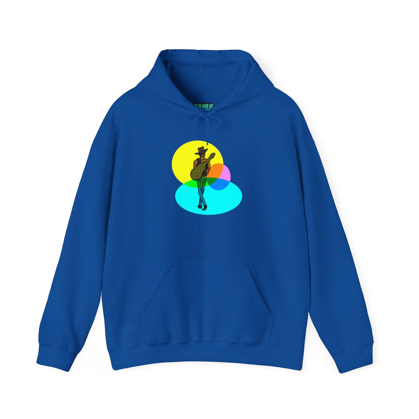 Cowboy with Guitar Hoodie — Colorful Retro Music Graphic Sweatshirt
