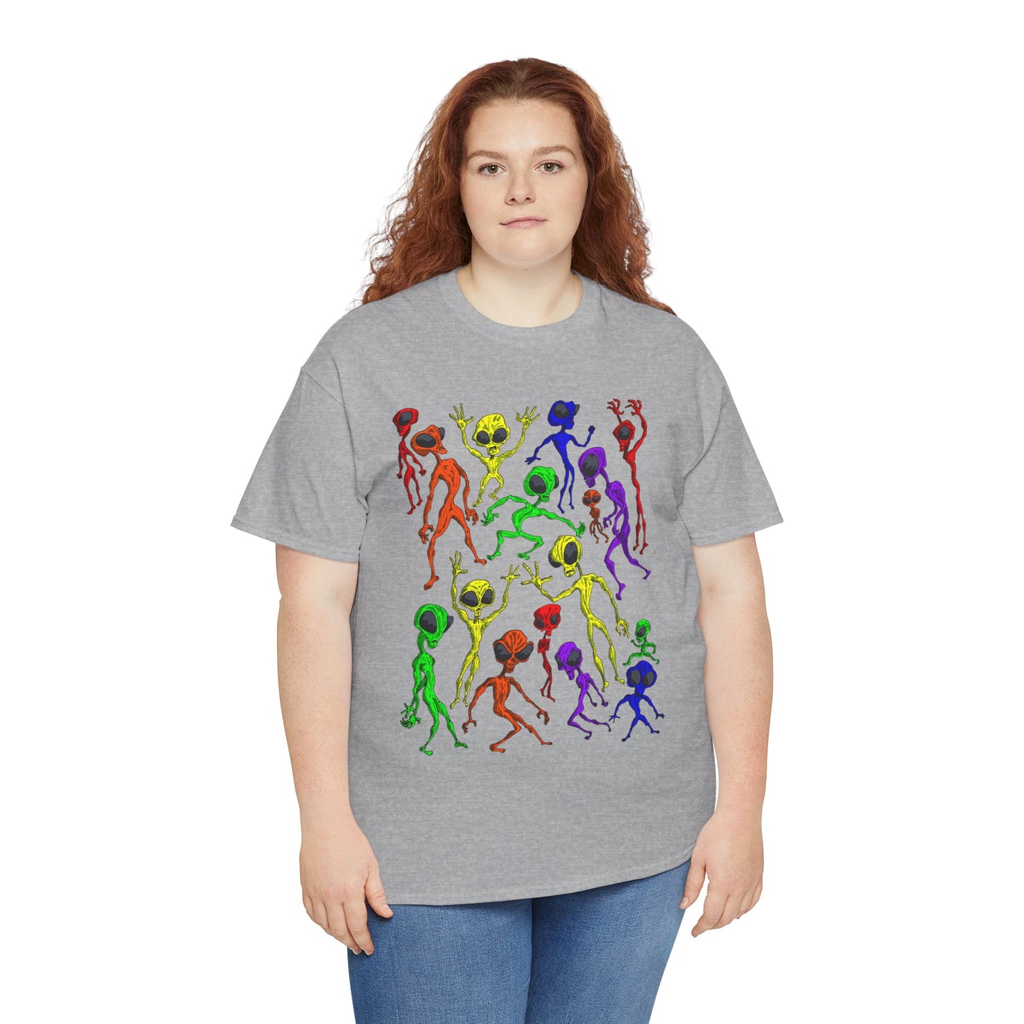 Rainbow Alien Dance Party Unisex Tee - Cosmic Sci-Fi Shirt