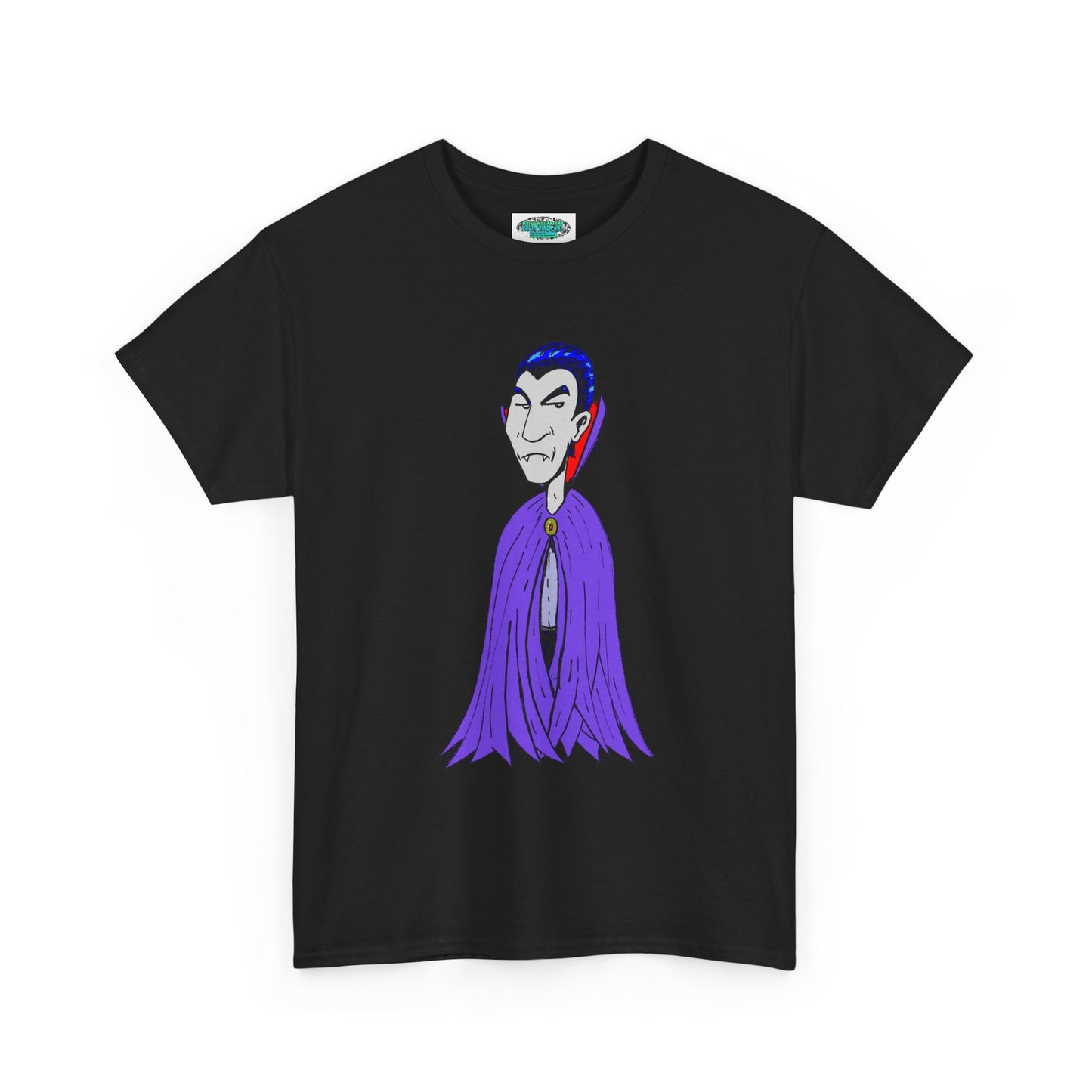 Vampire Cartoon Tee - Cute Purple Cloak Dracula Graphic T-Shirt