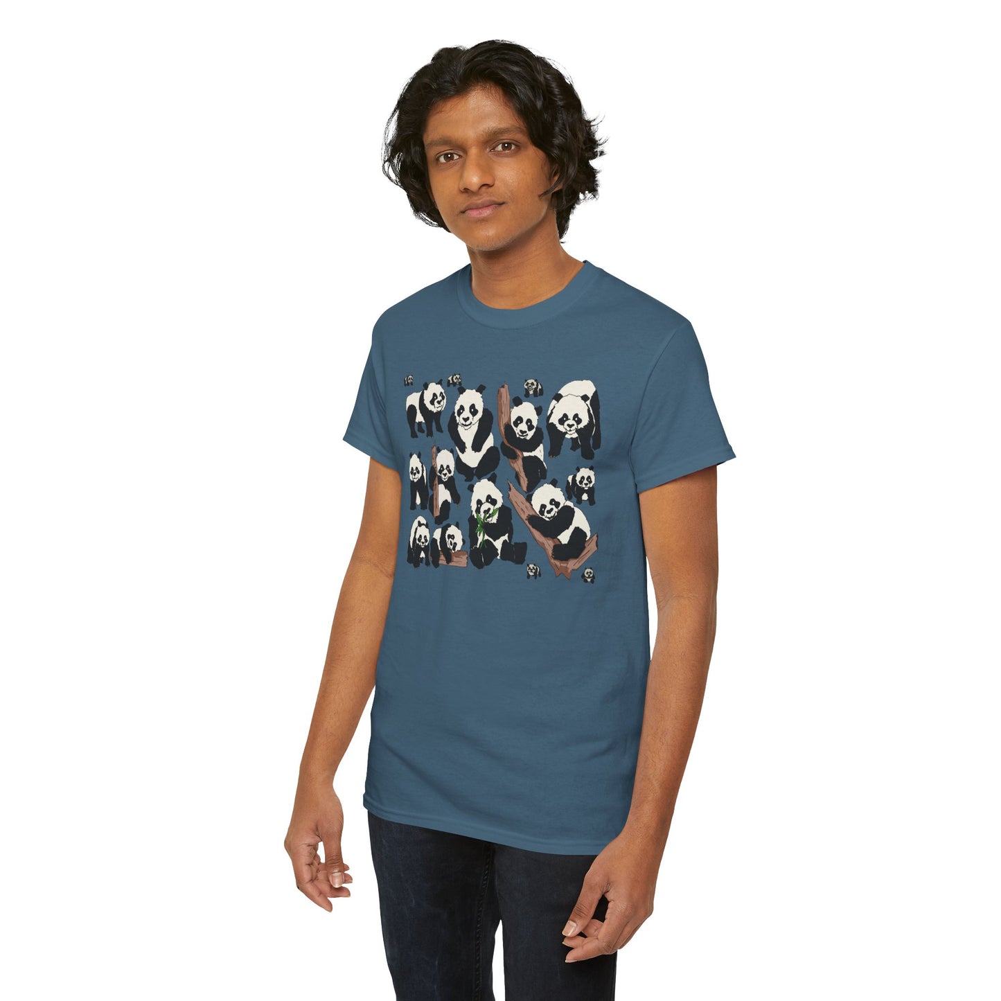 Cute Panda Design Unisex Heavy Cotton Tee | Animal Lover Gift, Casual Wear, Eco-Friendly Apparel, Nature Enthusiast Clothing