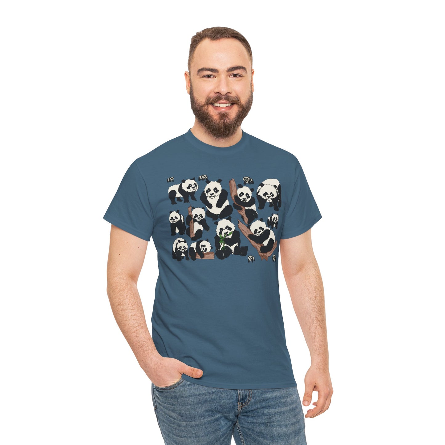 Cute Panda Design Unisex Heavy Cotton Tee | Animal Lover Gift, Casual Wear, Eco-Friendly Apparel, Nature Enthusiast Clothing