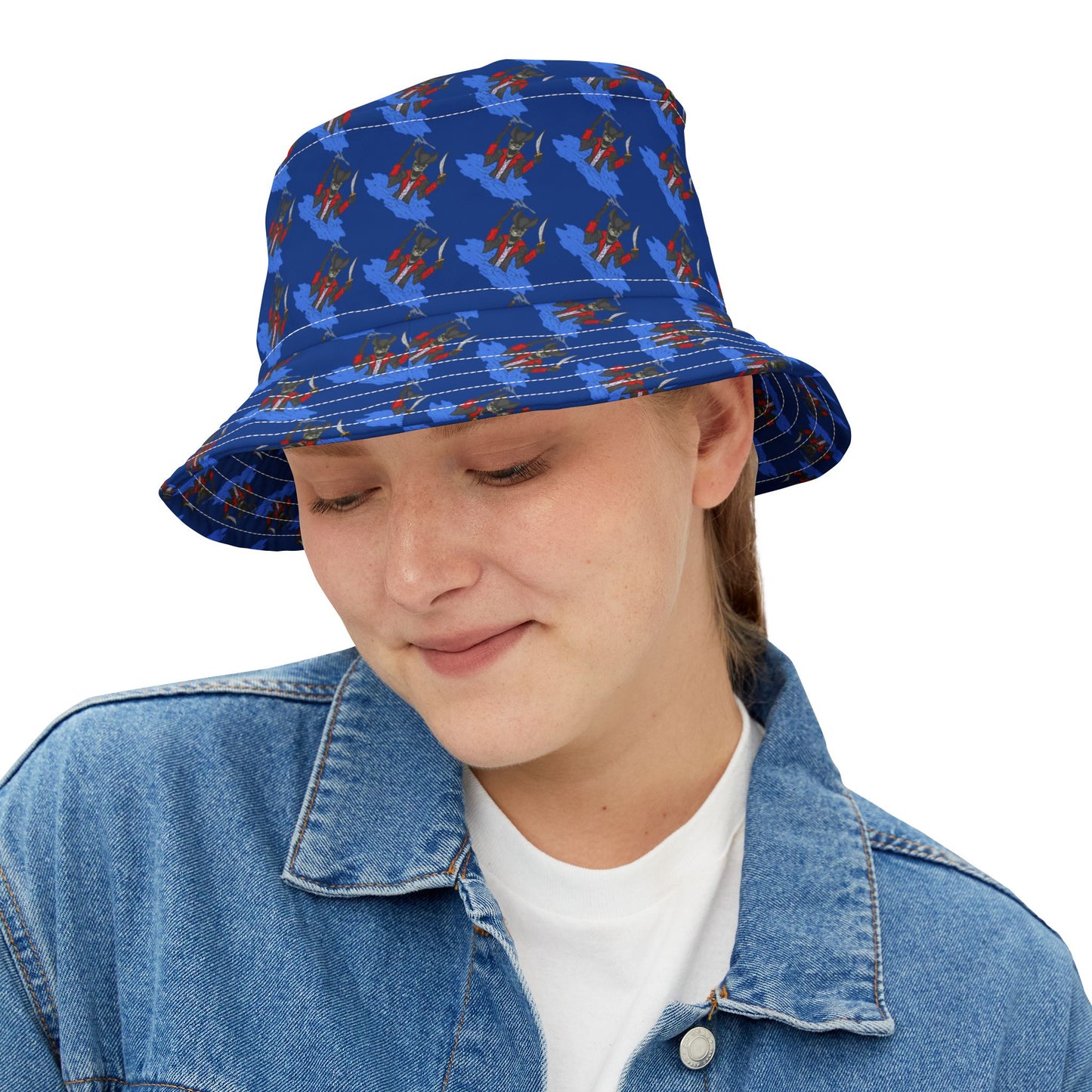 Blue Skeleton Pirate Bucket Hat for Summer Fun