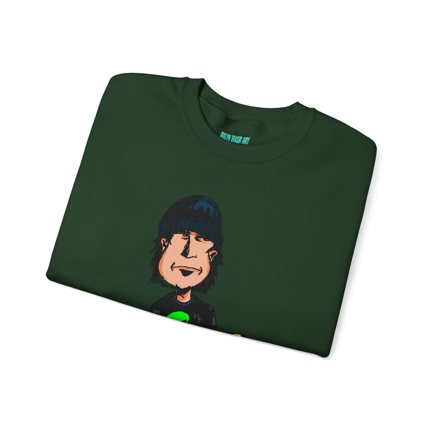 Rude Skater Dude - Cartoon Skate Punk Crewneck Sweatshirt — Retro Skateboard Character Graphic
