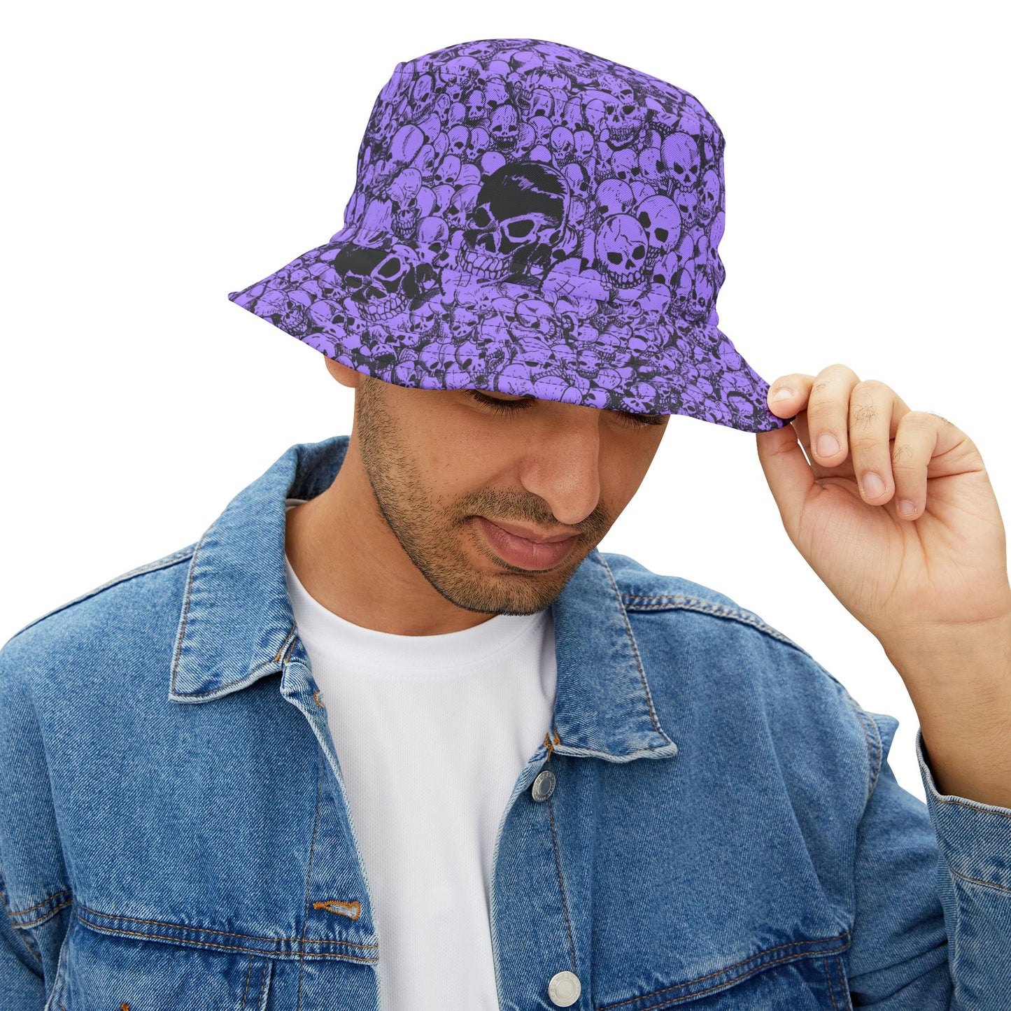 Purple Gathering of Skulls Print Bucket Hat - Edgy Summer Accessory