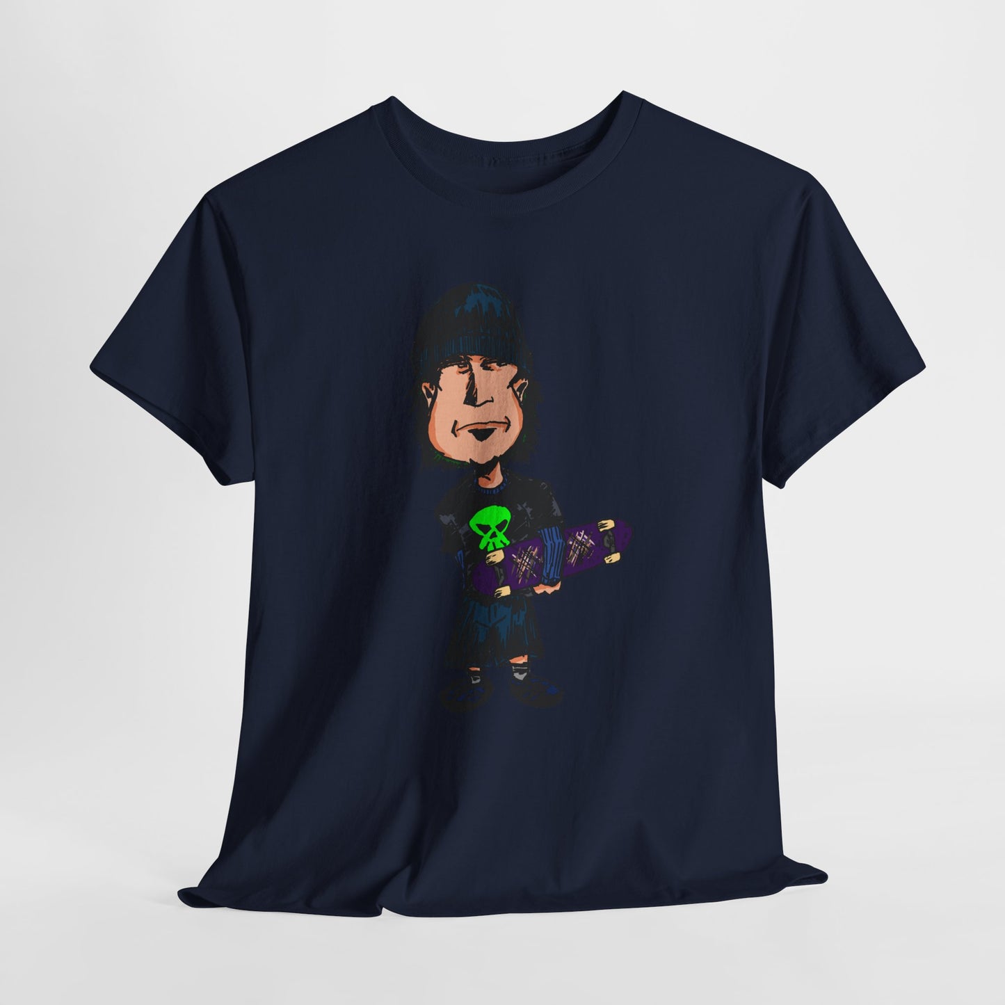 Rude Skater Dude - Skate Punk Cartoon Tee – Boy with Skateboard Graphic Shirt