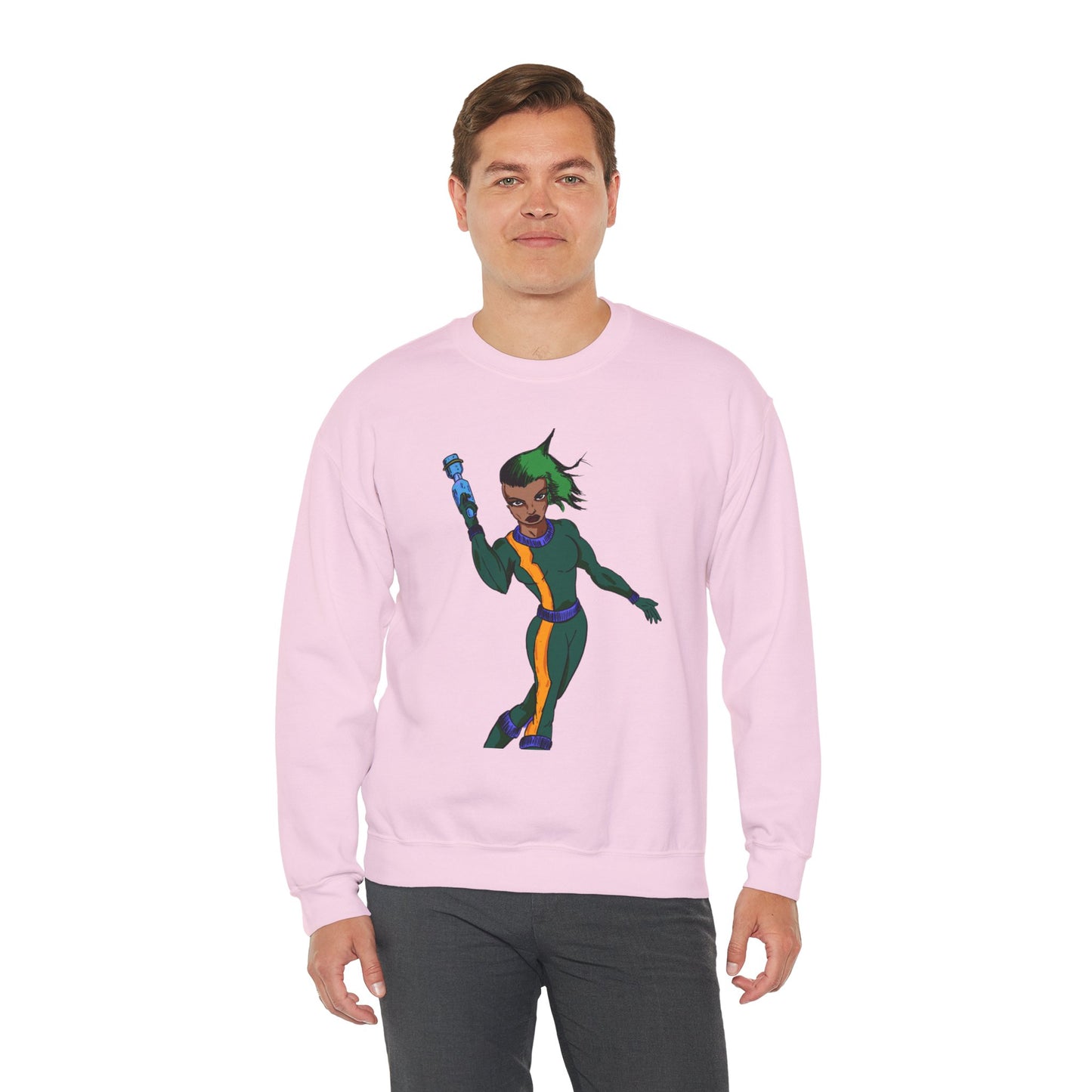 Heroic Vibes Crewneck Sweatshirt with Bold Design