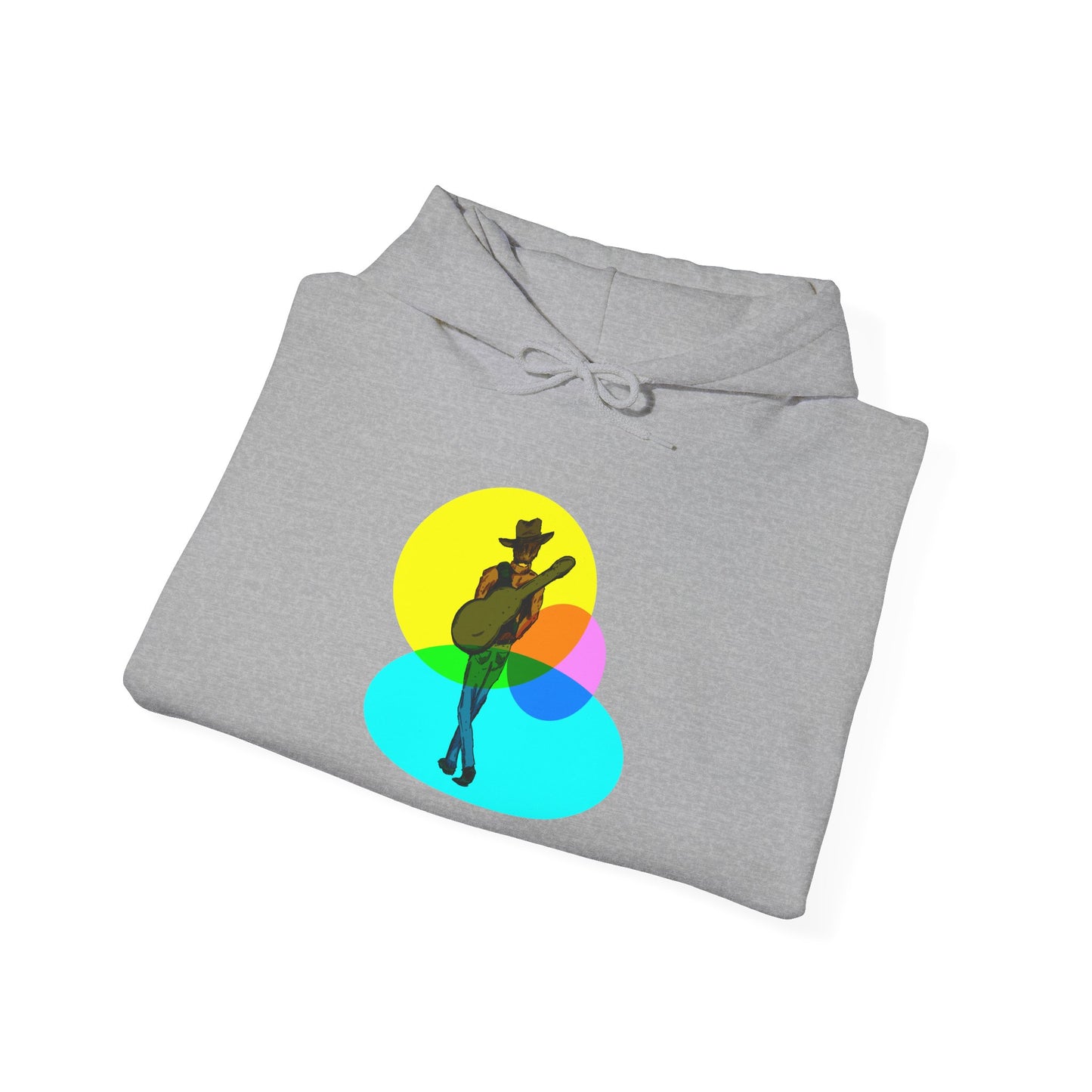 Cowboy with Guitar Hoodie — Colorful Retro Music Graphic Sweatshirt