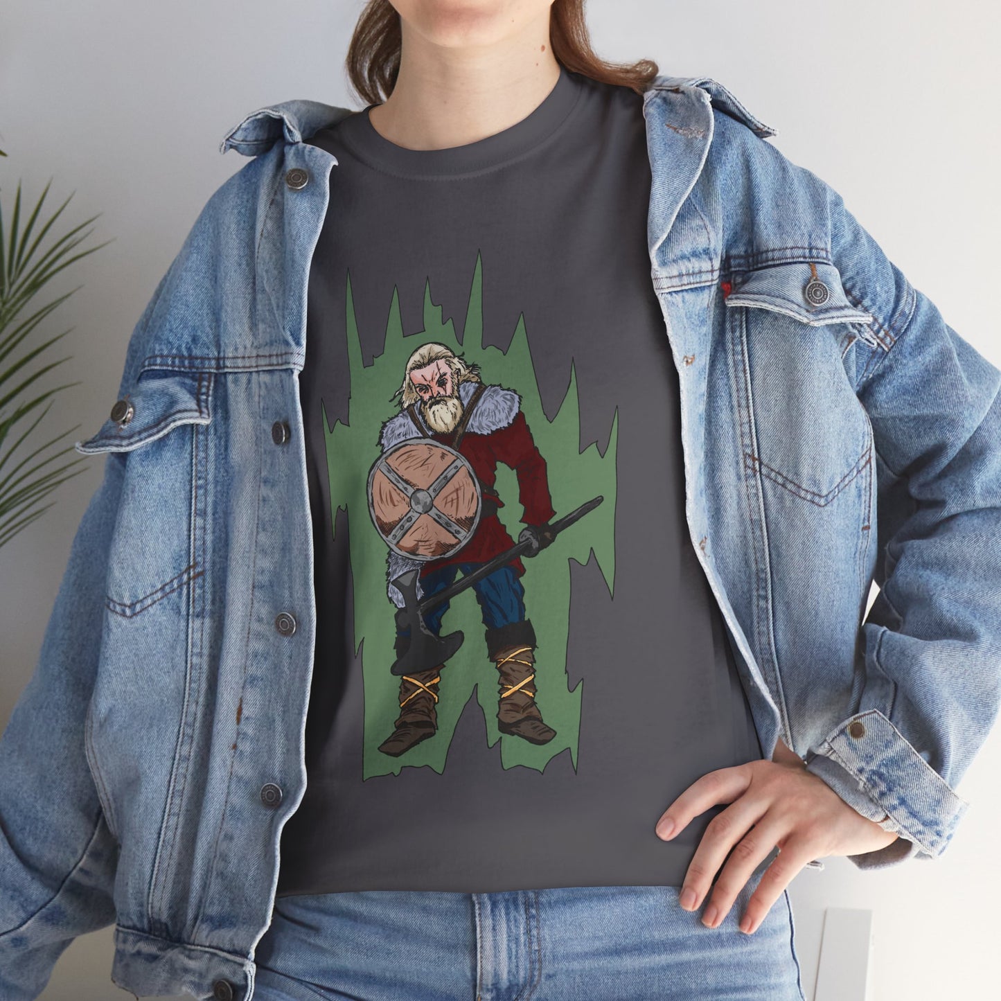 Epic Warrior Graphic Tee, Unisex Heavy Cotton Shirt, Casual Wear, Gamer Gift, Medieval Art Clothing, Battle Theme Fashion