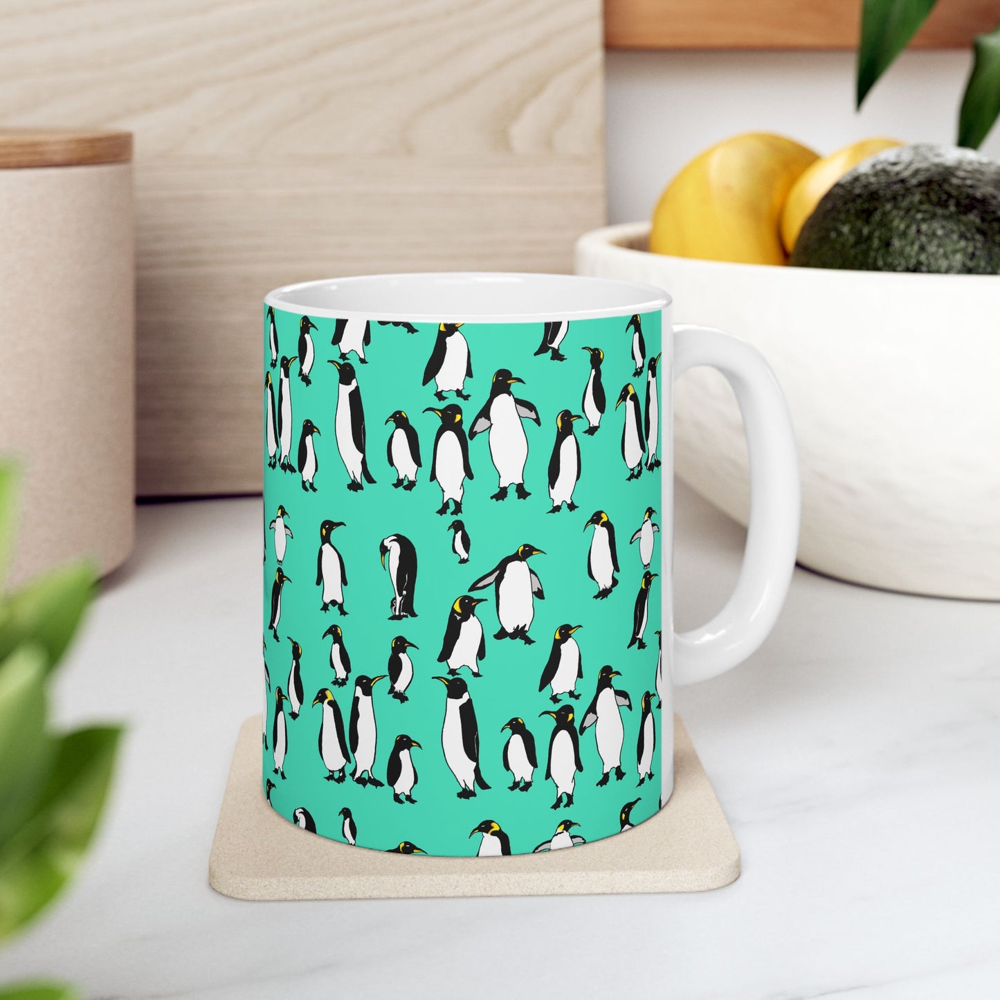 Rookery of Penguins Pattern Ceramic Mug - Fun Coffee Cup, Gift for Animal Lovers, Cute Kitchen Decor, Birthday Present, Penguin Mug
