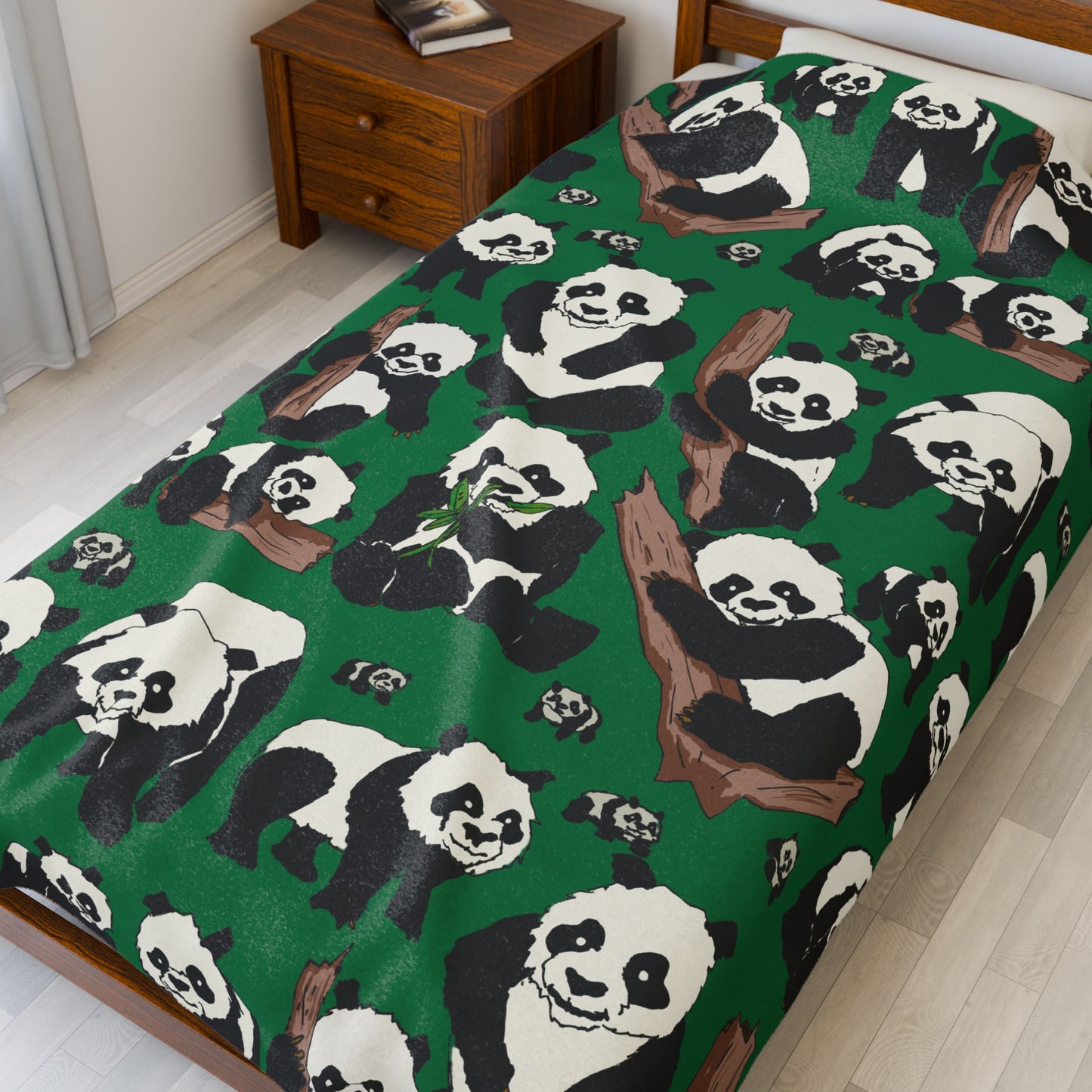 Cozy Panda Velveteen Plush Blanket | Soft Throw for Kids, Nursery Decor, Animal Lover Gift, cuddly sofa blanket, Warm Home Accessory