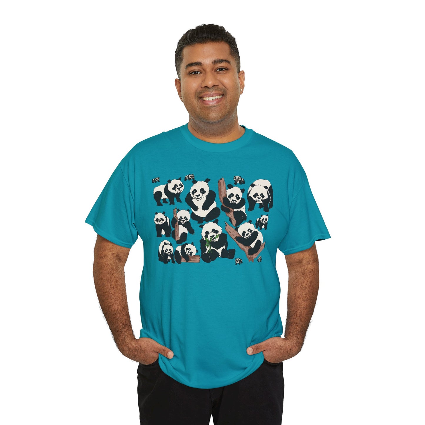 Cute Panda Design Unisex Heavy Cotton Tee | Animal Lover Gift, Casual Wear, Eco-Friendly Apparel, Nature Enthusiast Clothing