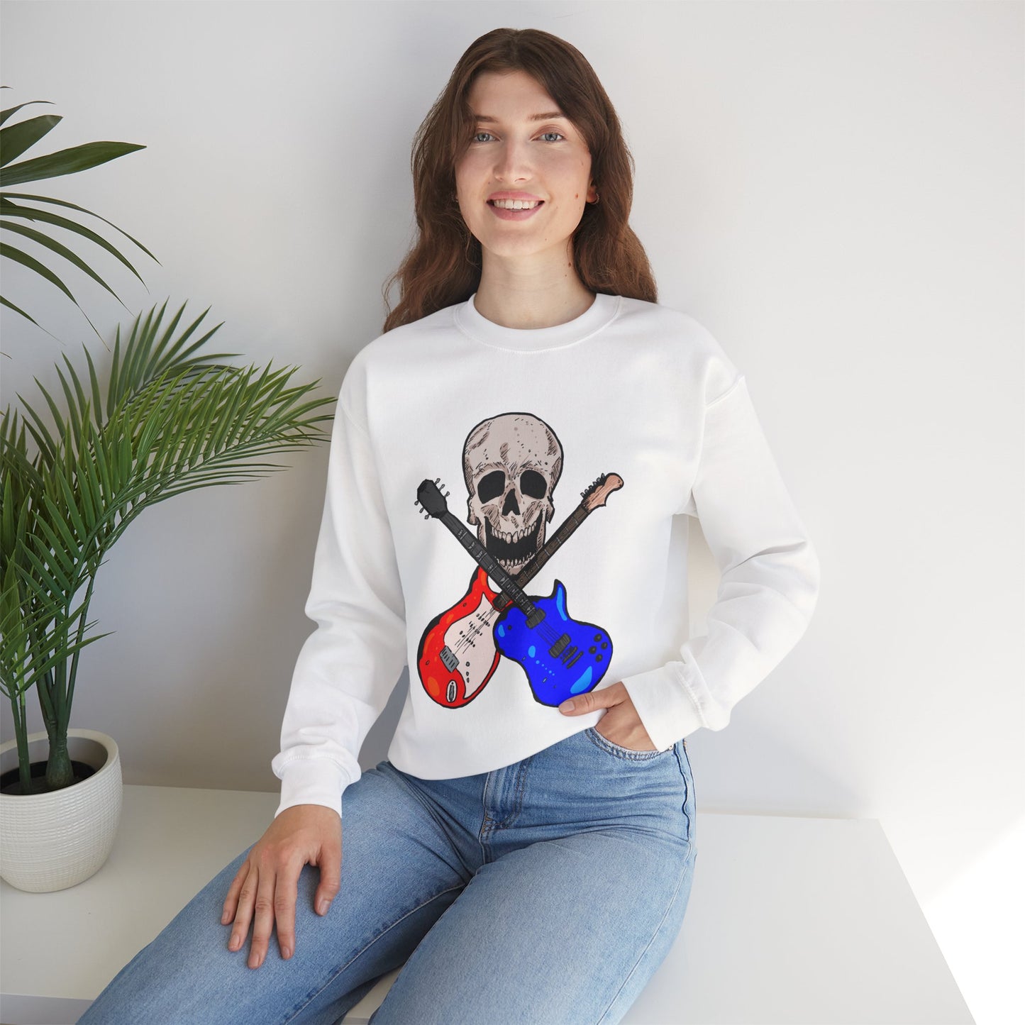 Skull and Guitar Crewneck Sweatshirt