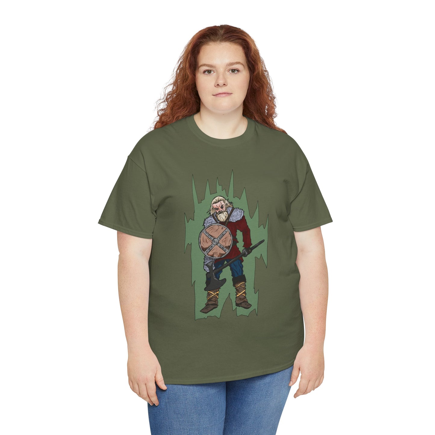 Epic Warrior Graphic Tee, Unisex Heavy Cotton Shirt, Casual Wear, Gamer Gift, Medieval Art Clothing, Battle Theme Fashion