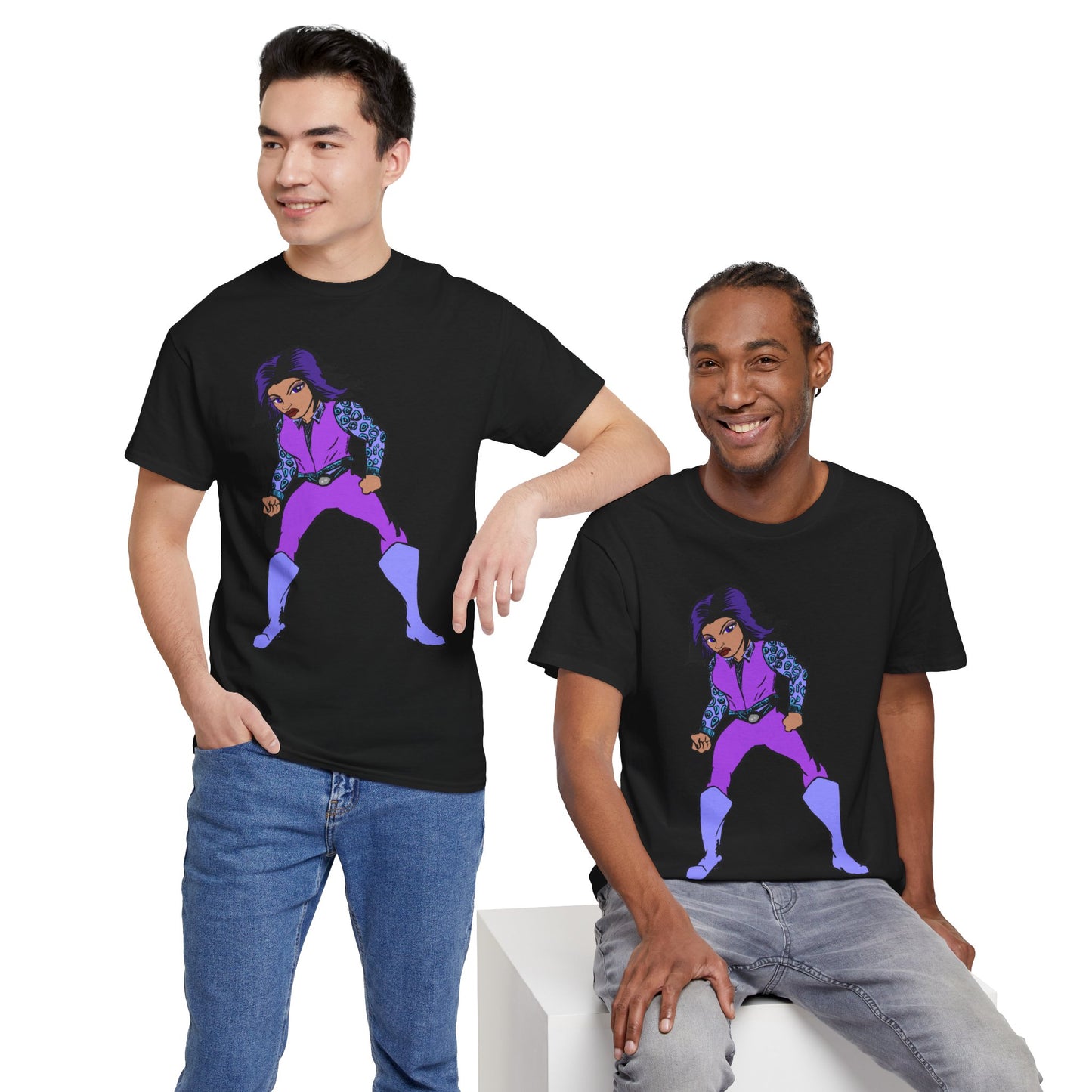 Retro Cartoon Hero Woman Character Unisex Heavy Cotton Tee, Vintage Graphic Tee, Fun T-Shirt, Gift for Fans, Casual Wear, Everyday Tee