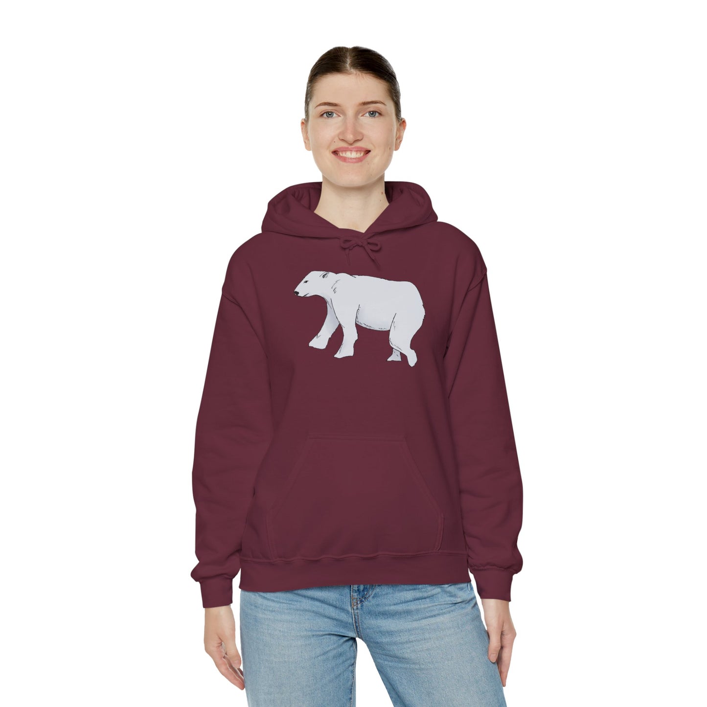 Cozy Polar Bear Hoodie - Warm Winter Fashion, Unisex Sweatshirt, Gift for Animal Lovers, Perfect for Cold Days, Cute Outdoor Wear