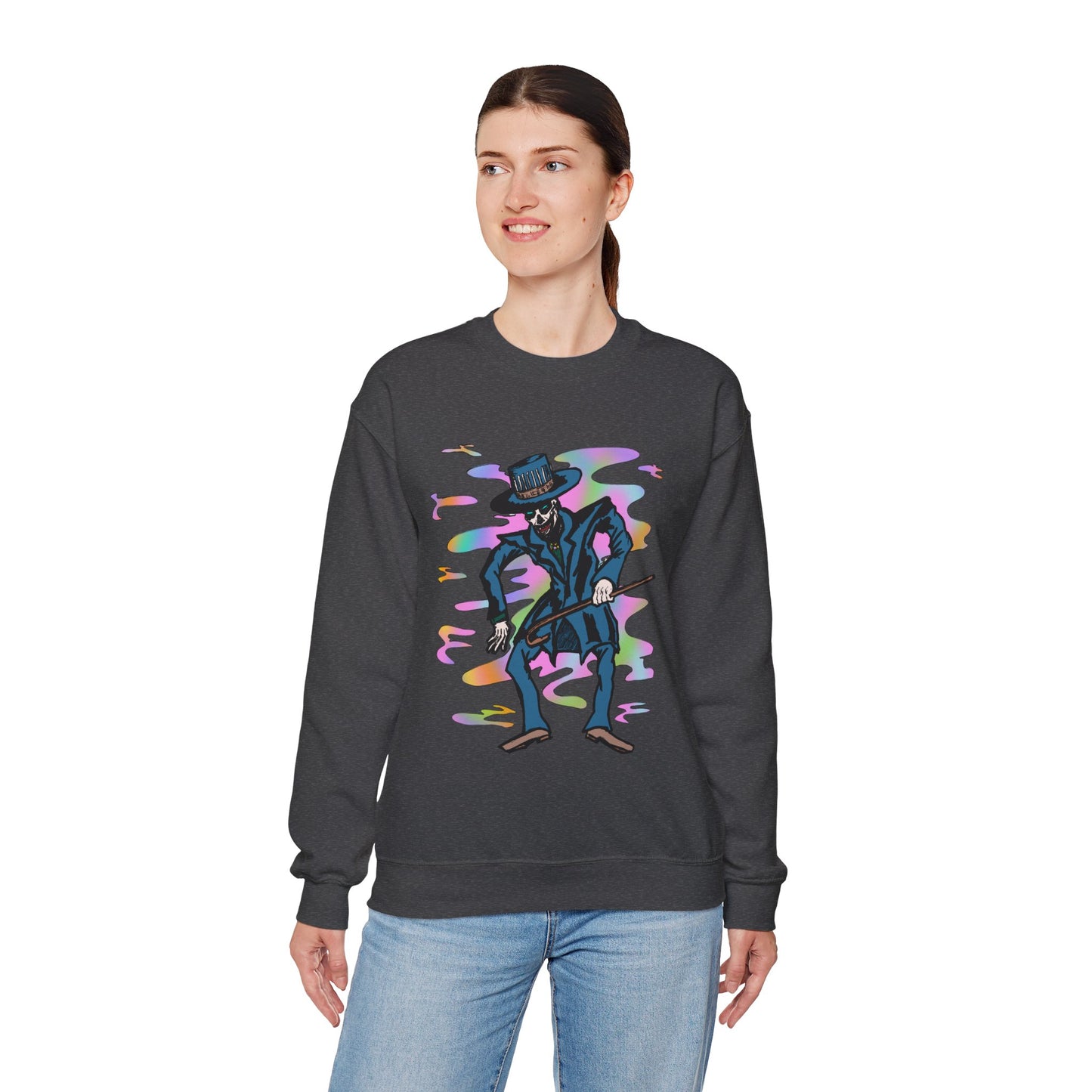 Vibrant Voodoo Graphic Crewneck Sweatshirt - Unisex Halloween Vibe