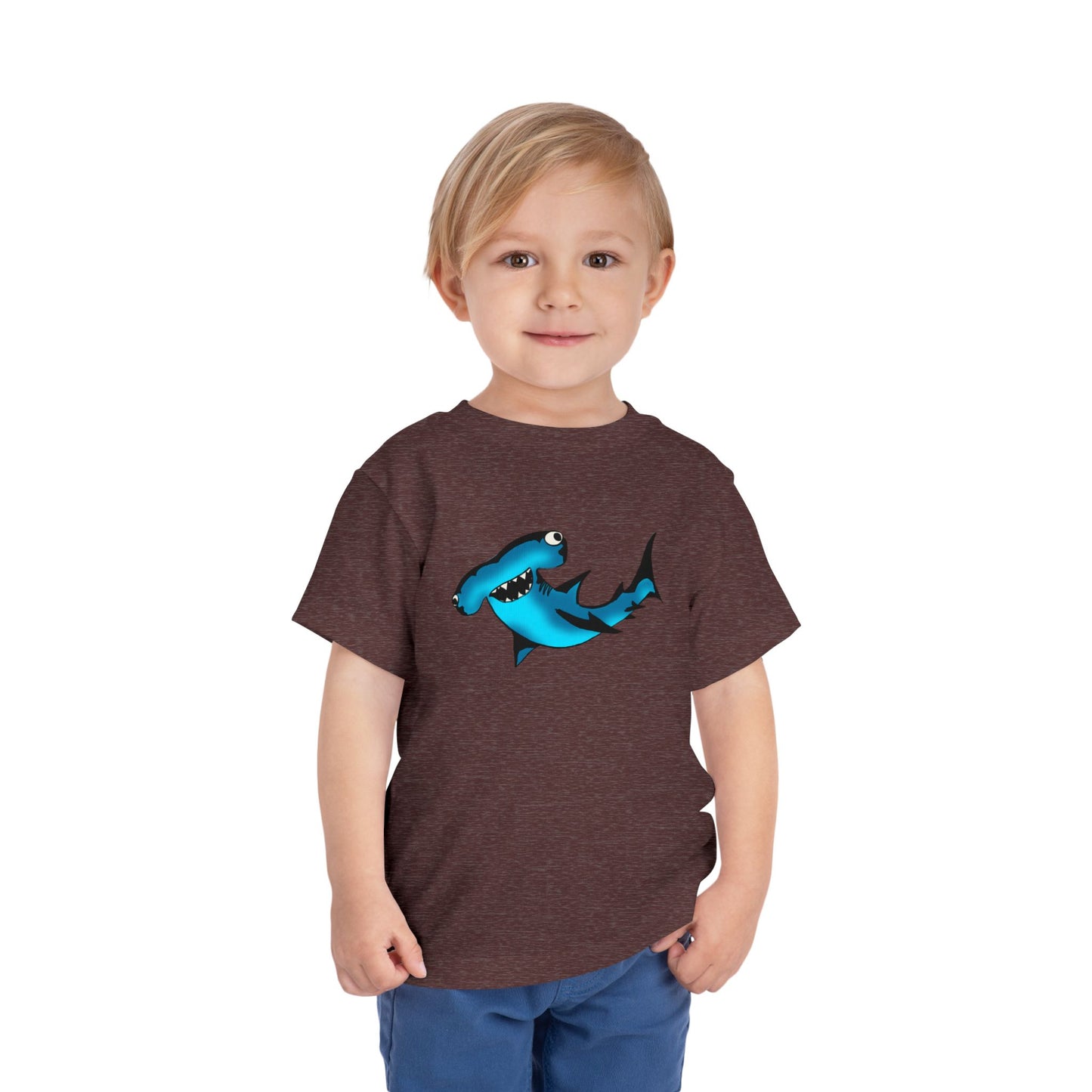 Toddler Shark Tee - Cute Blue Harley Hammerhead Graphic Kids Short Sleeve Shirt