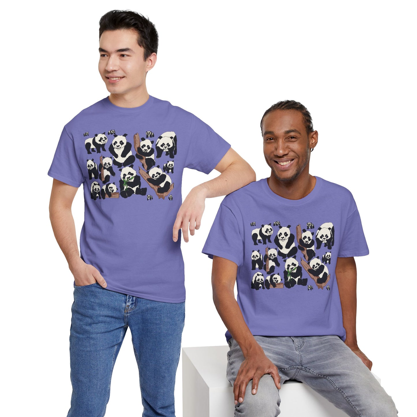 Cute Panda Design Unisex Heavy Cotton Tee | Animal Lover Gift, Casual Wear, Eco-Friendly Apparel, Nature Enthusiast Clothing
