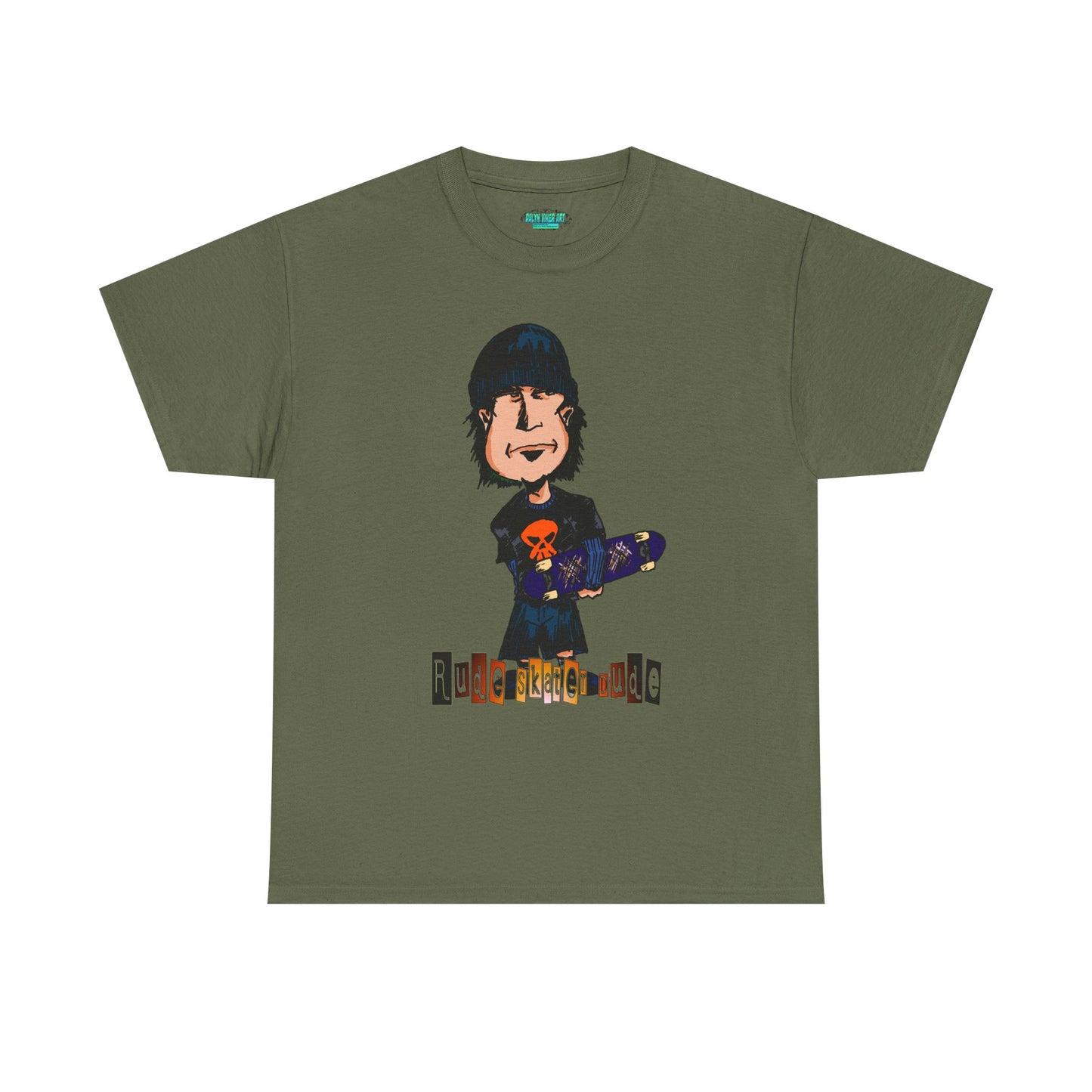 Rude Skater Dude Cartoon Skate Punk T-Shirt — Skateboarding Tee with Skull Design