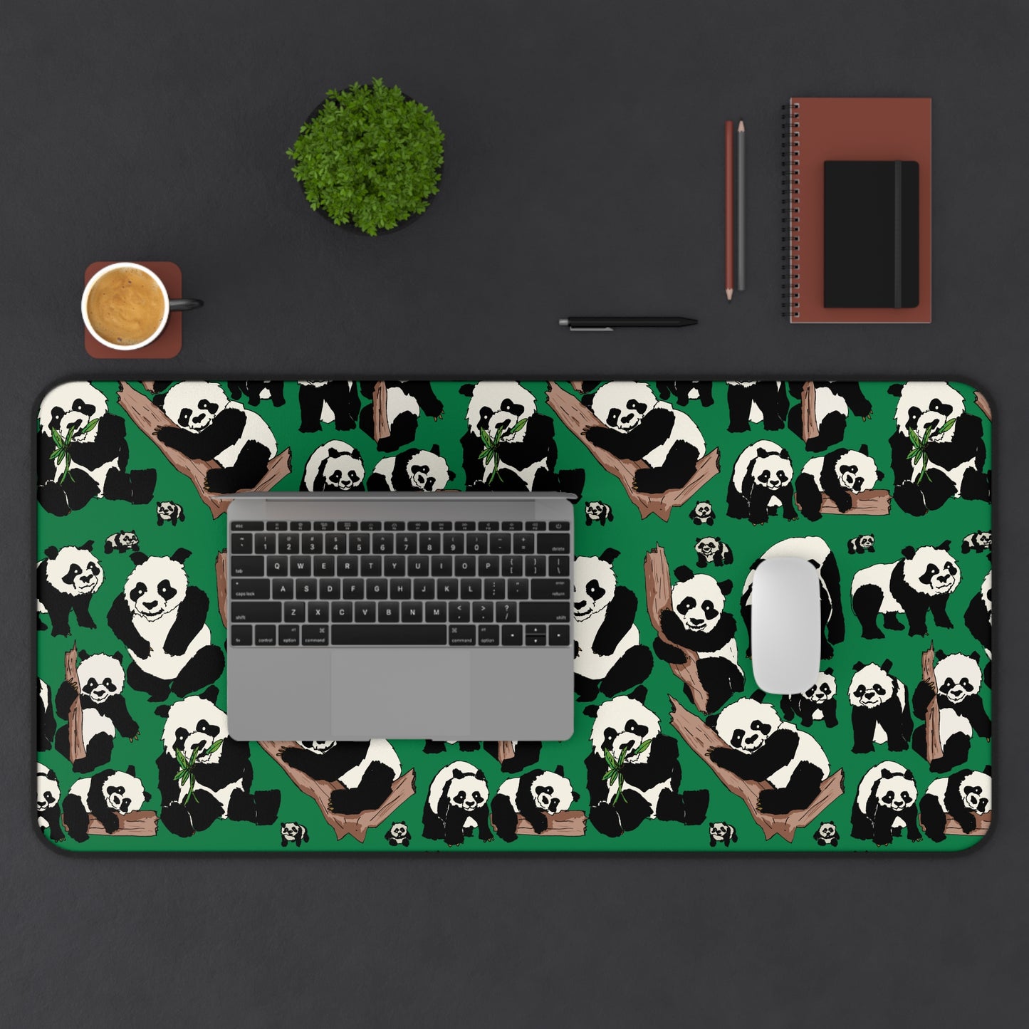 Panda-Themed Desk Mat - Cute Panda Office Decor, Gifts for Animal Lovers, Workspace Accessories, Wildlife Home Decor, Desktop Mat