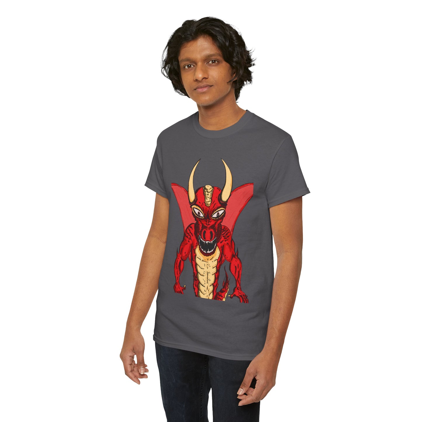 Bold Red Dragon Unisex Heavy Cotton Tee | Graphic Shirt for Anime Fans, Party Wear, Casual Outfit, Gift for Him/Her