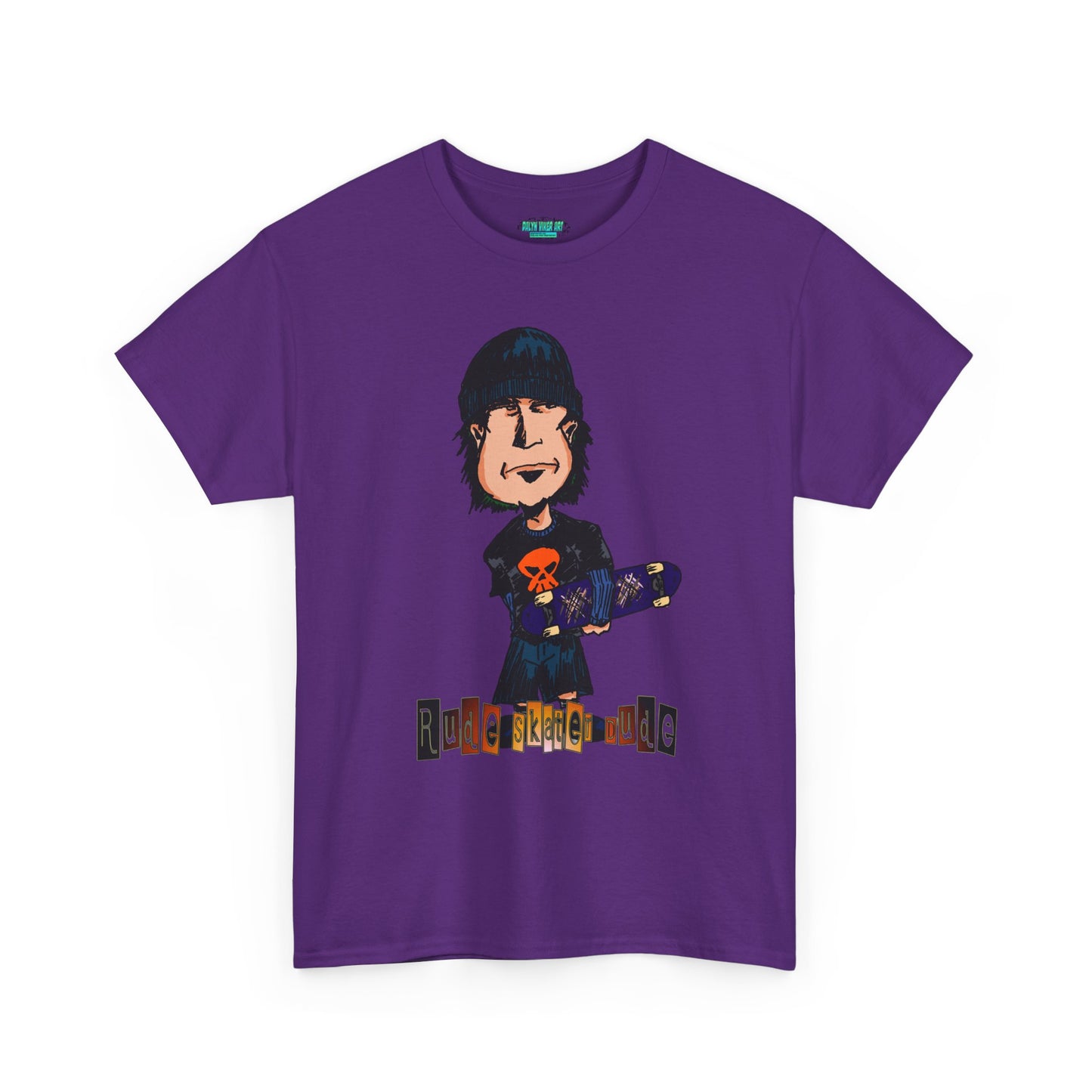 Rude Skater Dude Cartoon Skate Punk T-Shirt — Skateboarding Tee with Skull Design