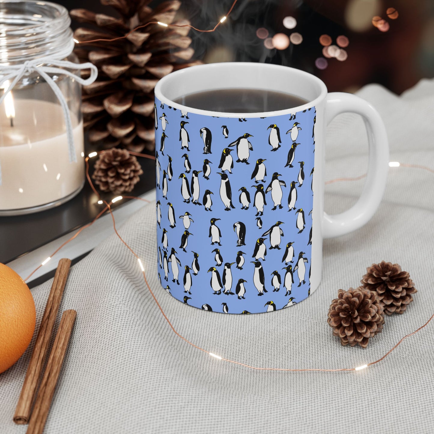 Rookery of Whimsical Penguins Ceramic Mug - Perfect for Coffee Lovers, Penguin Gifts, Cute Kitchen Decor, Unique Holiday Mug, Animal-Themed Drinkware